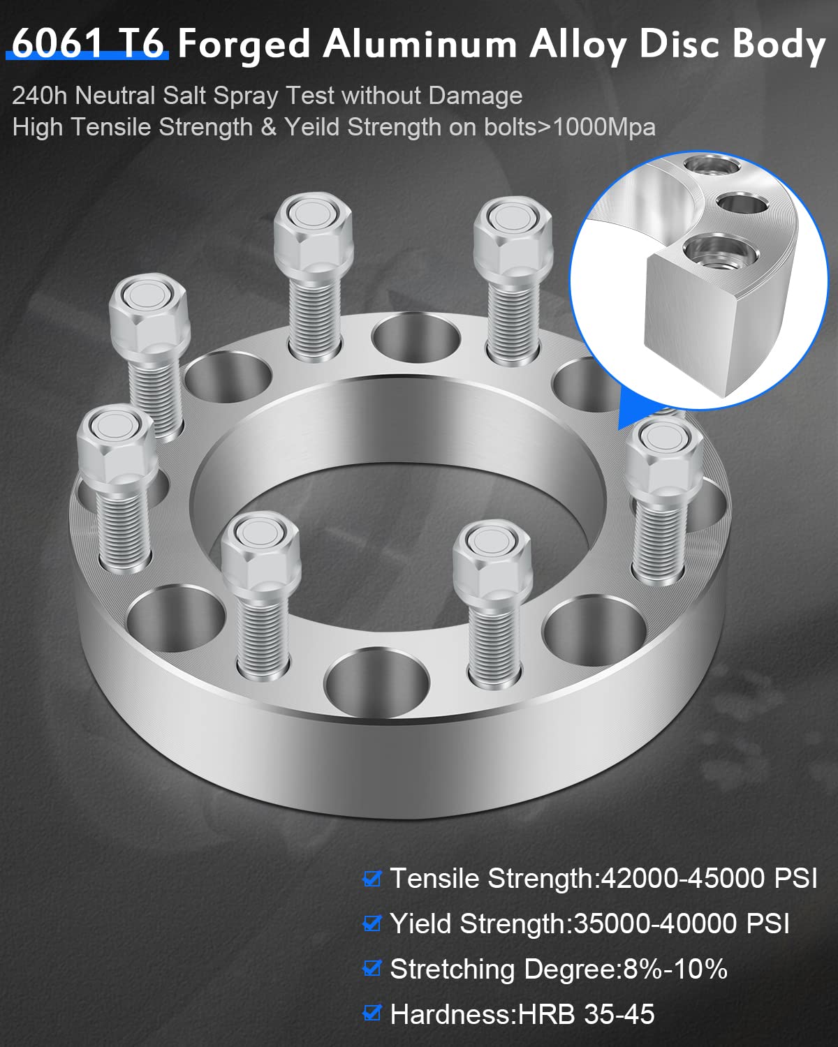 ECCPP 2PCS 8 Lug Wheel Spacers 1.5 Inch Thick 8x170mm to 8x170mm 125mm Bolt Pattern - Compatible with Ford F250 F350 Excursion Power Stroke Trucks (14x2 Studs & Lug Nuts Included) - Perfect for Off-Roading, Lifting Kits & Custom Wheel Fitment