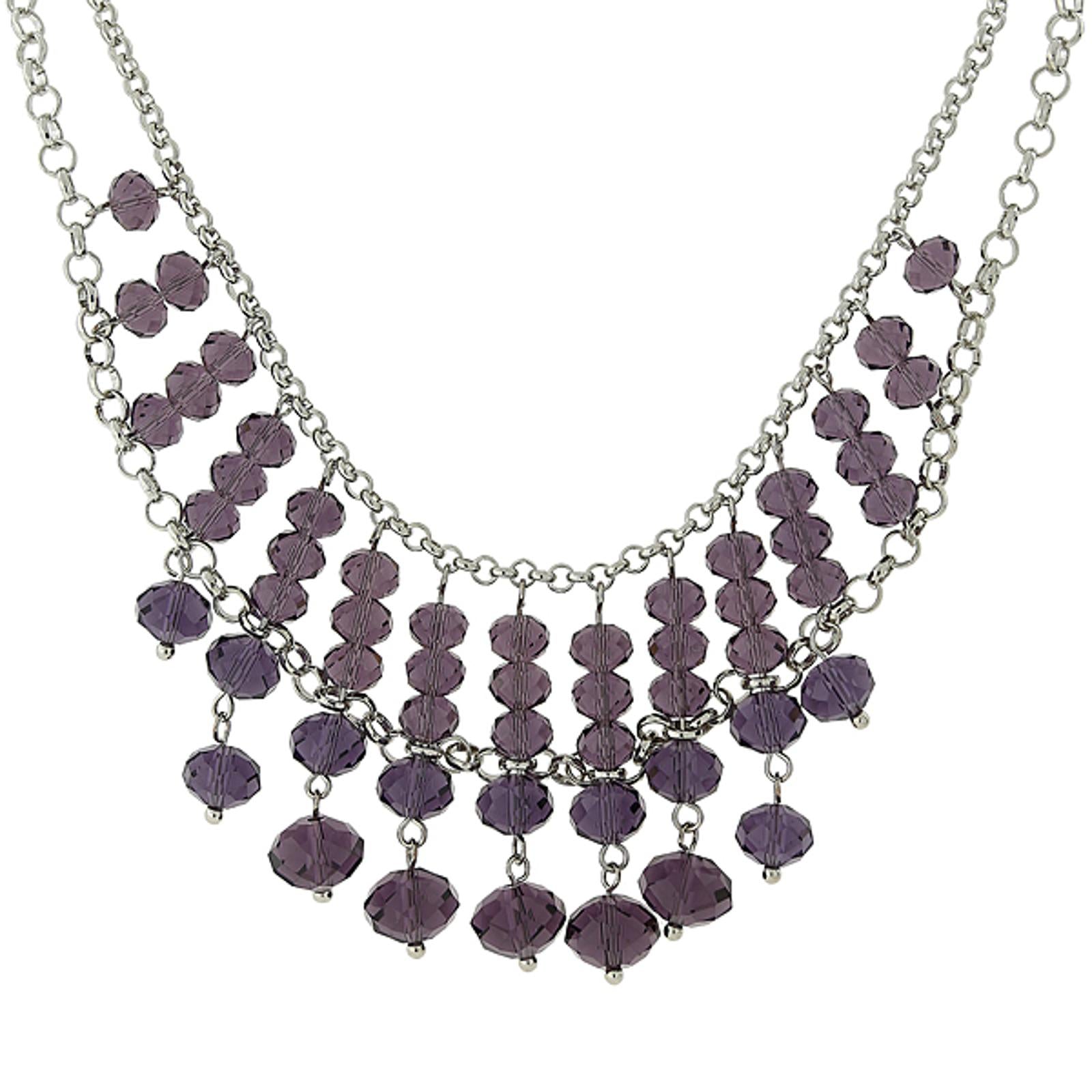 1928 Jewelry Multi-Faceted Beaded Two-Tier Chain Necklace - 16