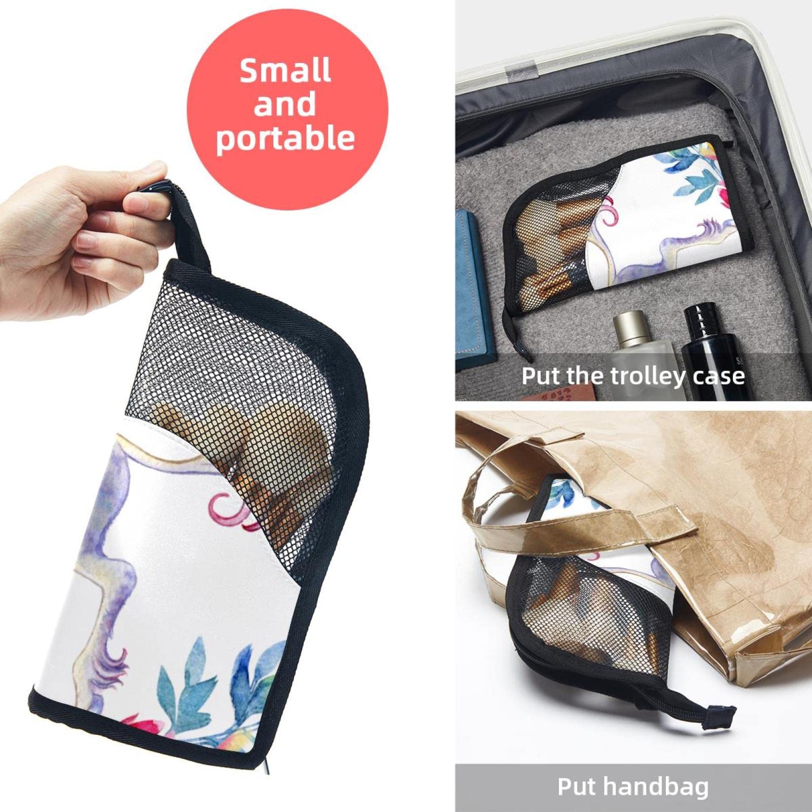 Waterproof Makeup Brush Organizer Bag with 12 Cosmetic Brushes - Unicorn & Floral Design Portable Travel Case for Professional Makeup Artists & Beauty Enthusiasts - Perfect for Home, Travel, and Salon Use