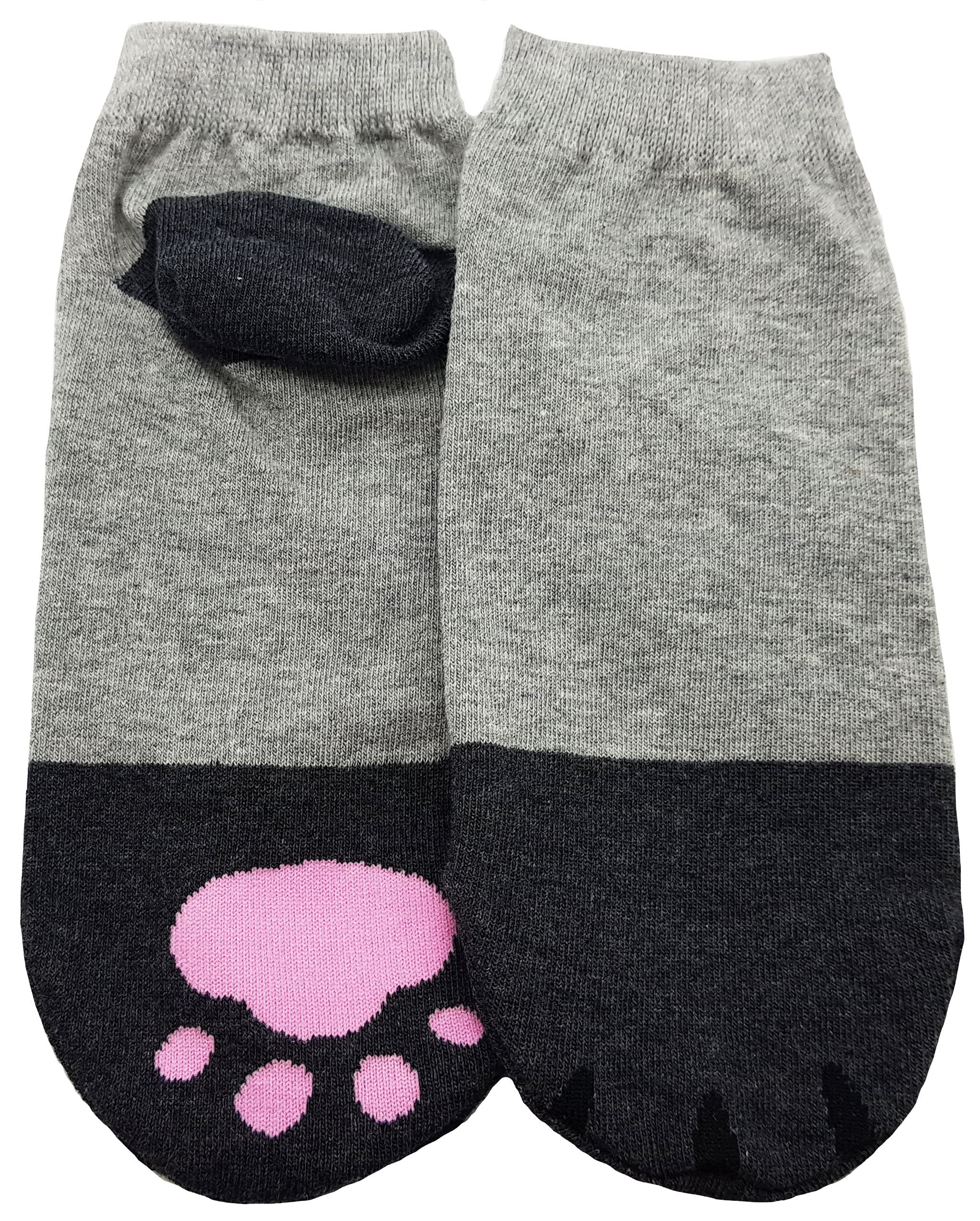 Worldlook Women's Cat Paw Print Socks - Soft Cotton Blend Crew Socks with Cute Toe Bean Design - Perfect for Cat Lovers, Gifts, and Casual Wear