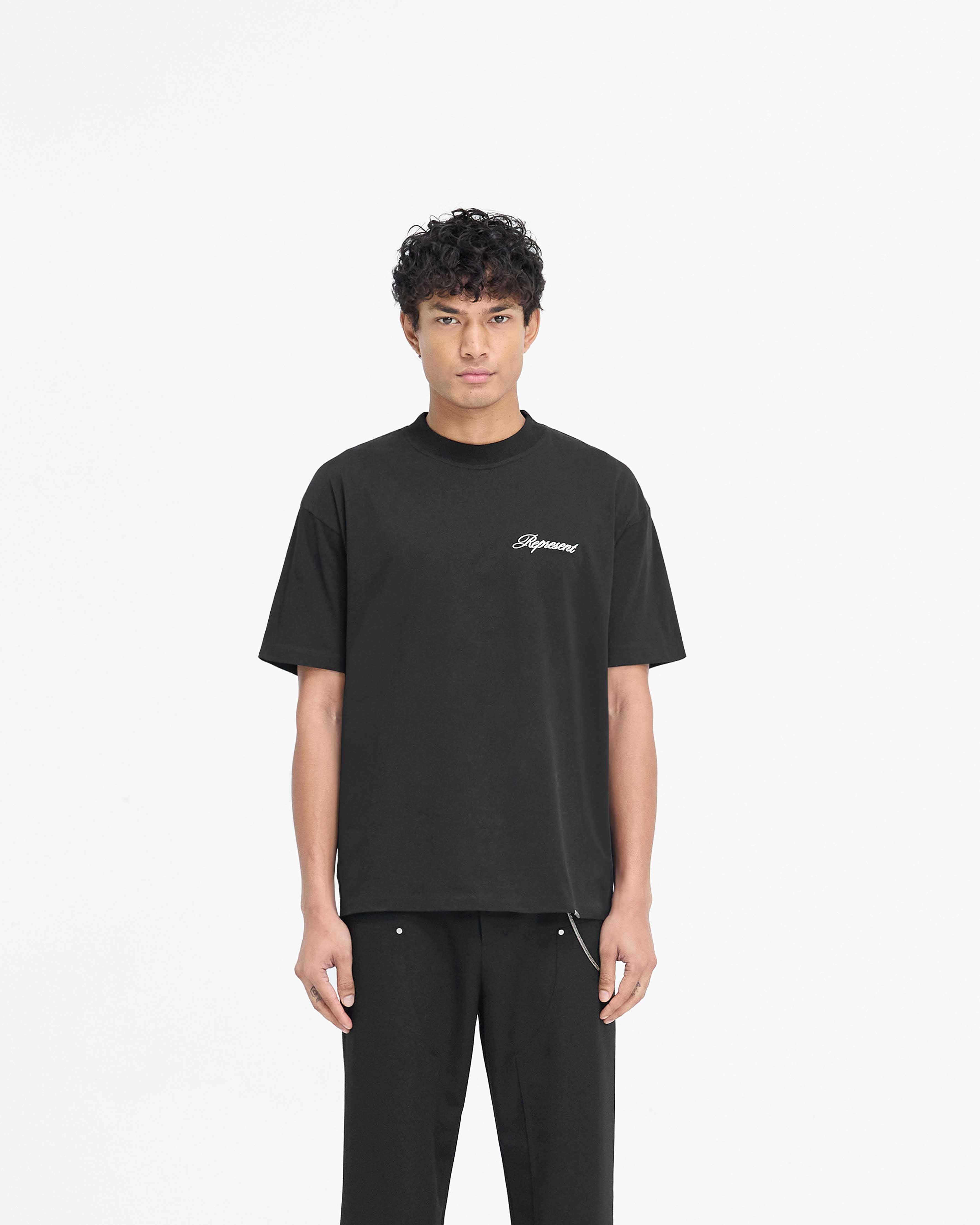 Script Logo T-Shirt - Black Cotton Tee for Men & Women | Casual Wear, Street Style, Everyday Outfit