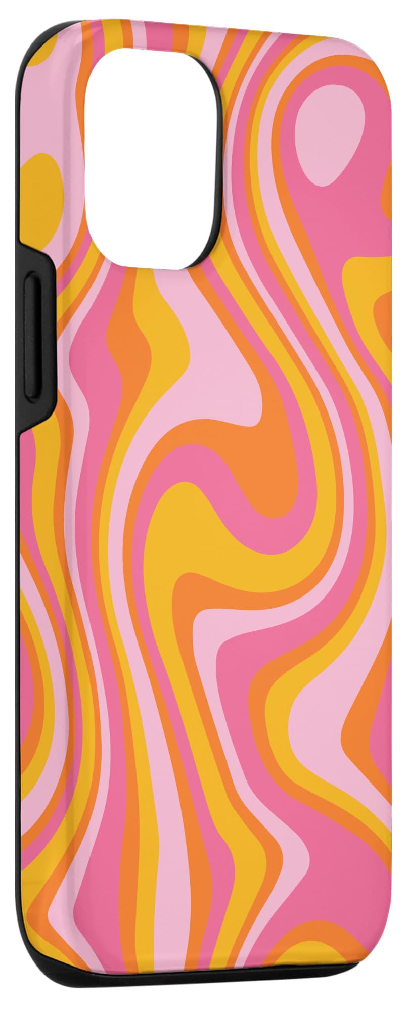Retro Groovy Liquid Swirl iPhone 12/12 Pro Case - 70s 80s Hippie Psychedelic Design - Durable Protective Cover for Everyday Use & Vintage Style Lovers