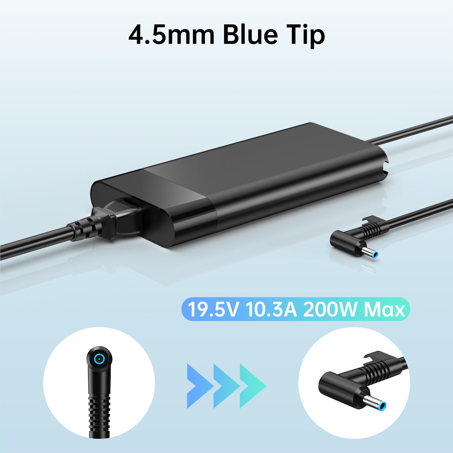 200W HP Laptop Charger - Original Replacement Power Adapter for Omen Victus 15/16, Pavilion 15/16/17, ZBook 15/17, Fury, Envy 15 2020 & More (Model TPN-DA10) - Perfect for Gaming, Work & Travel