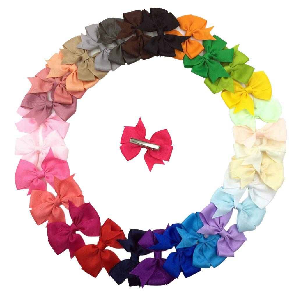 30pcs Ribbon Hair Bows with Alligator Clips for Babies Girls Toddlers Teens - Cute Hair Barrettes Accessories for Birthday Gifts, Party, School, Wedding & Daily Styling