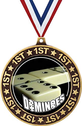 1st Place Gold Dominoes Championship Medal - 2.75 Inch Domino Game Trophy Award for Kids | Perfect for Tournaments, Competitions & School Prize Ceremonies