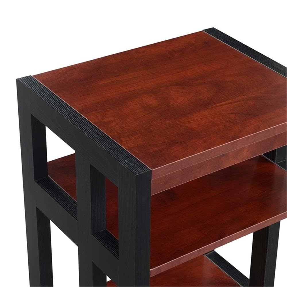 Stylish Warm Cherry Wood End Table with Shelves - Set of 2 for Living Room, Bedroom & Office Decor