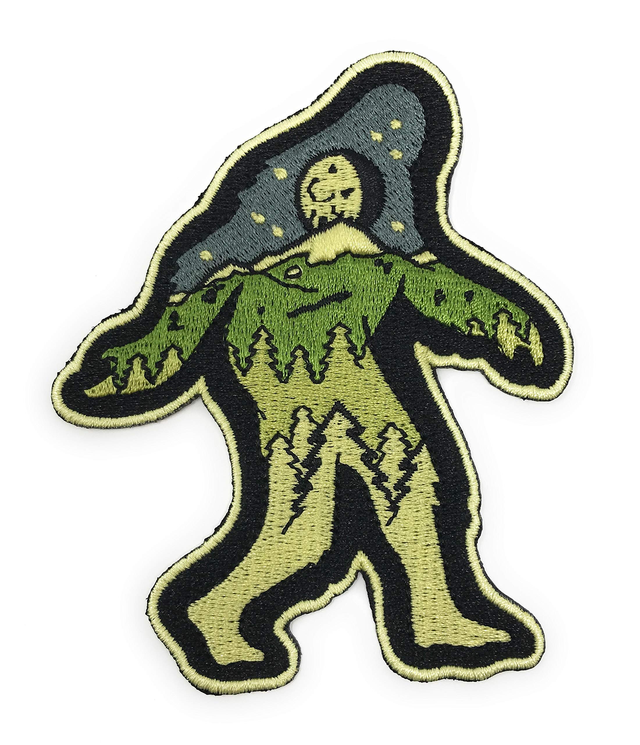 O'Houlihans Midnight Mountain Sasquatch Bigfoot Iron On Patch for Jackets, Hats & Backpacks - Funny Cryptid Embroidered Applique for Outdoor Enthusiasts