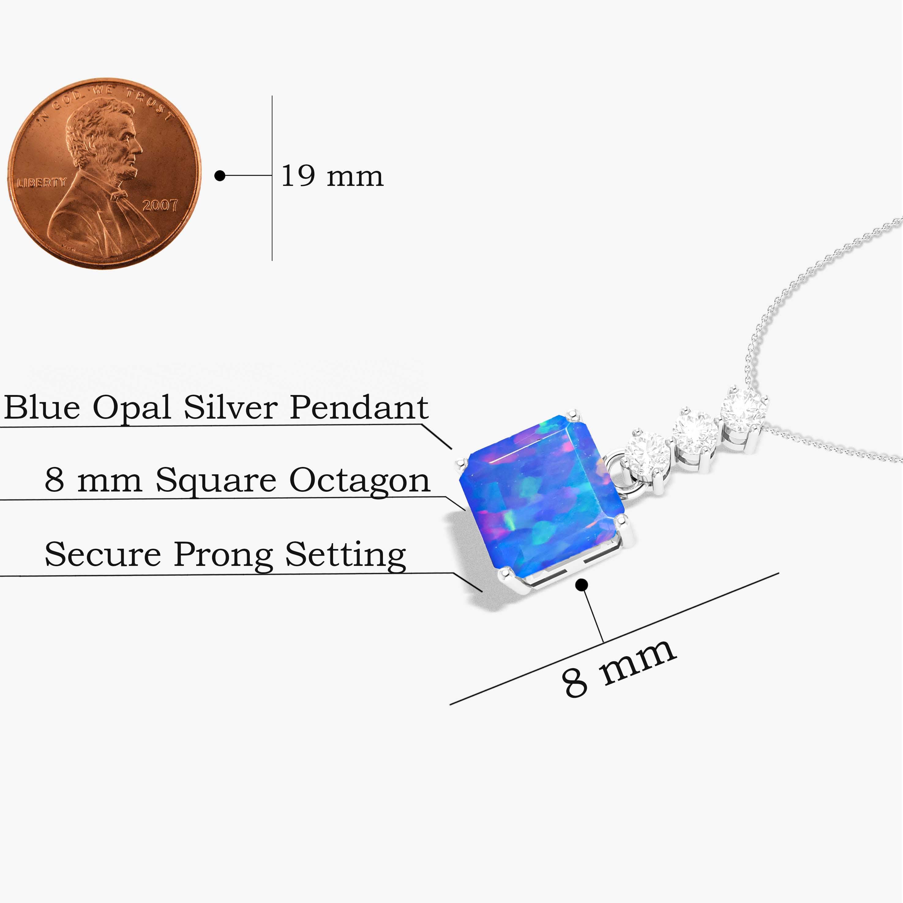 Blue Opal Octagon Gemstone Pendant - Handmade Multifire Jewelry for Women | Perfect for Necklaces, Gifts & Special Occasions