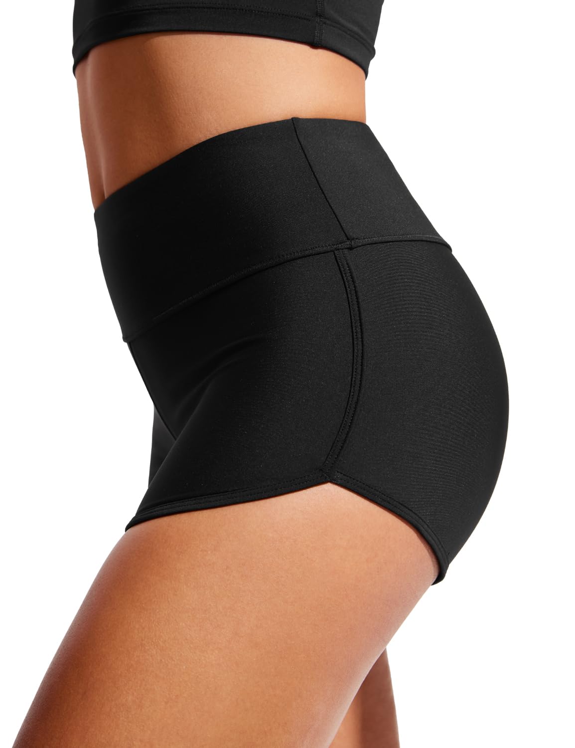 CRZ YOGA Women's High Waisted 3'' Swim Board Shorts - Quick Dry Bathing Suit Bottoms with Liner for Swimming, Surfing & Beach Activities | Dolphin Trunks for Yoga & Water Sports