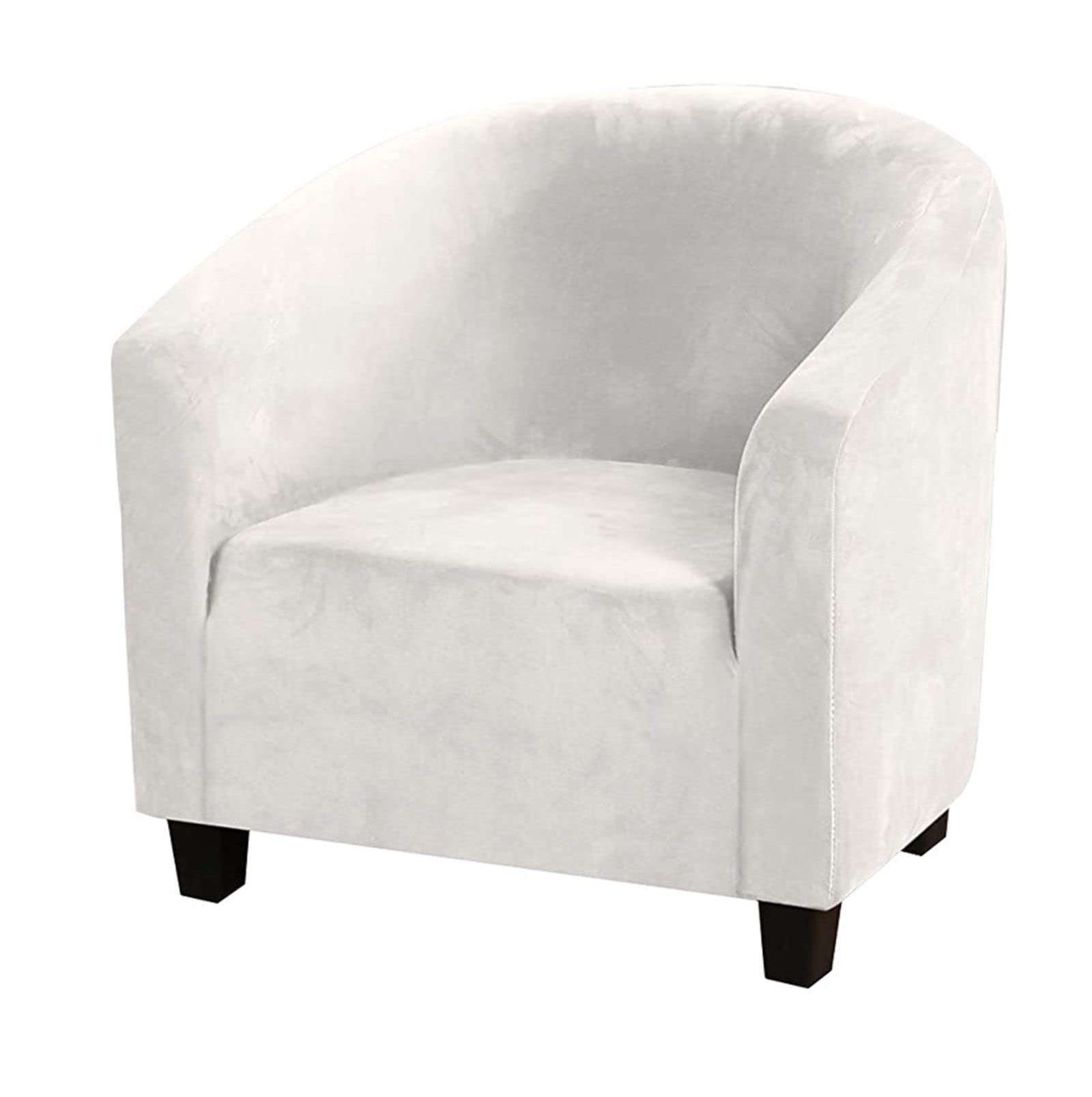 Velvety Stretch Sofa Slipcover - Soft Elastic Club Chair Cover with Machine Washable Fabric, Furniture Protector for Armchairs & Tub Chairs (White) | Perfect for Living Room, Bedroom & Home Decor
