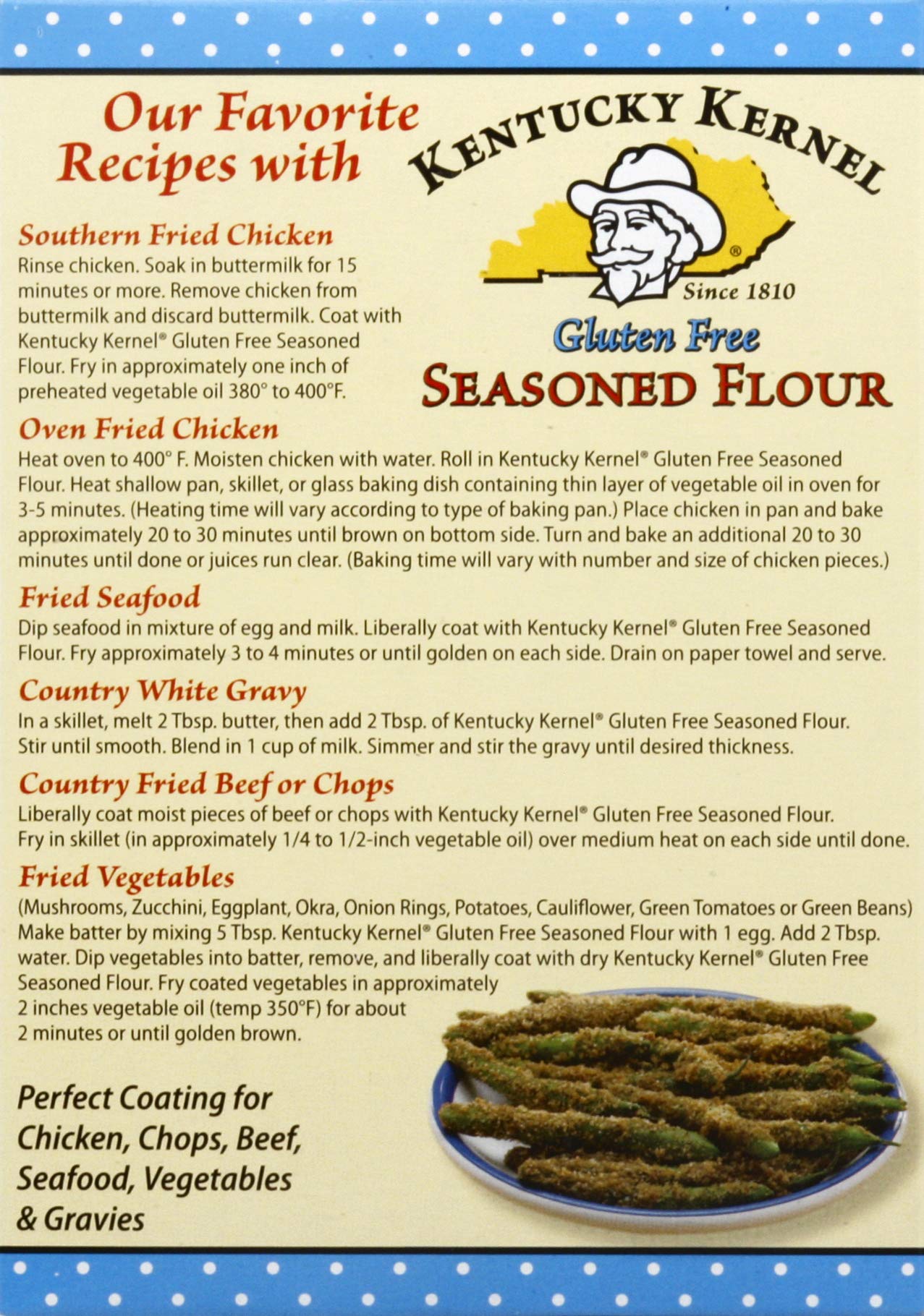 Kentucky Kernel Gluten Free Seasoned Flour - 10oz | All-Purpose Baking Mix for Fried Chicken, Fish & Vegetables | Perfect for Gluten-Free Cooking & Southern Recipes
