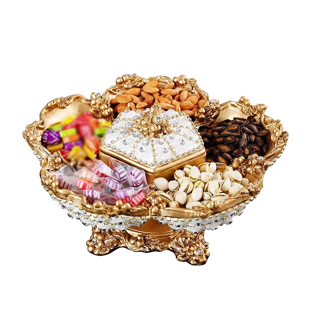 Premium Handmade Rhinestone Ceramic Fruit Plate - Elegant European Style Dried Fruit & Snack Tray - Perfect for Afternoon Tea, Dessert Serving, and Home Decor