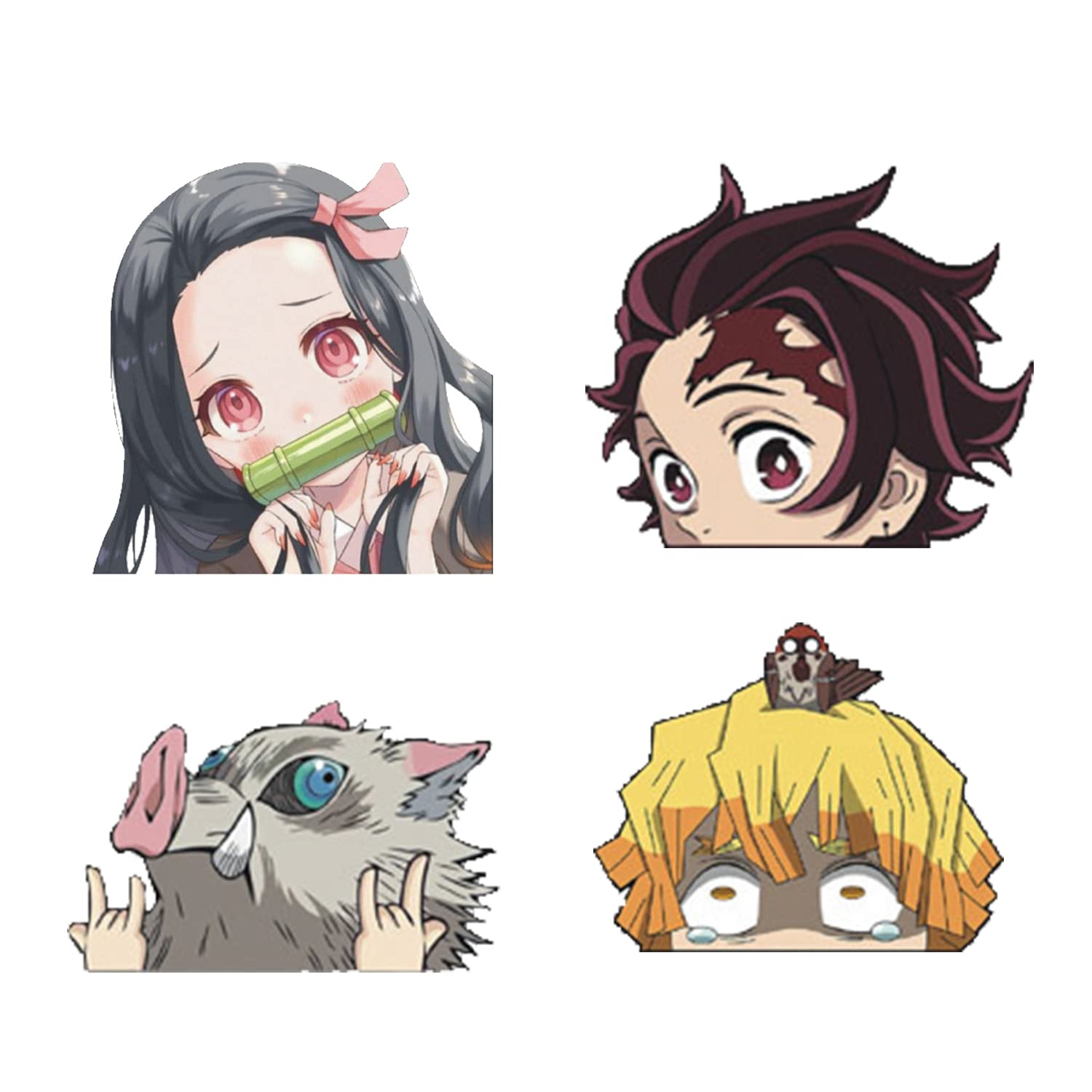 4 Pcs Demon Slayer Anime Car Decals - Waterproof Vinyl Stickers for Car Windows, Laptop, Phone - Perfect for Anime Fans & Car Enthusiasts