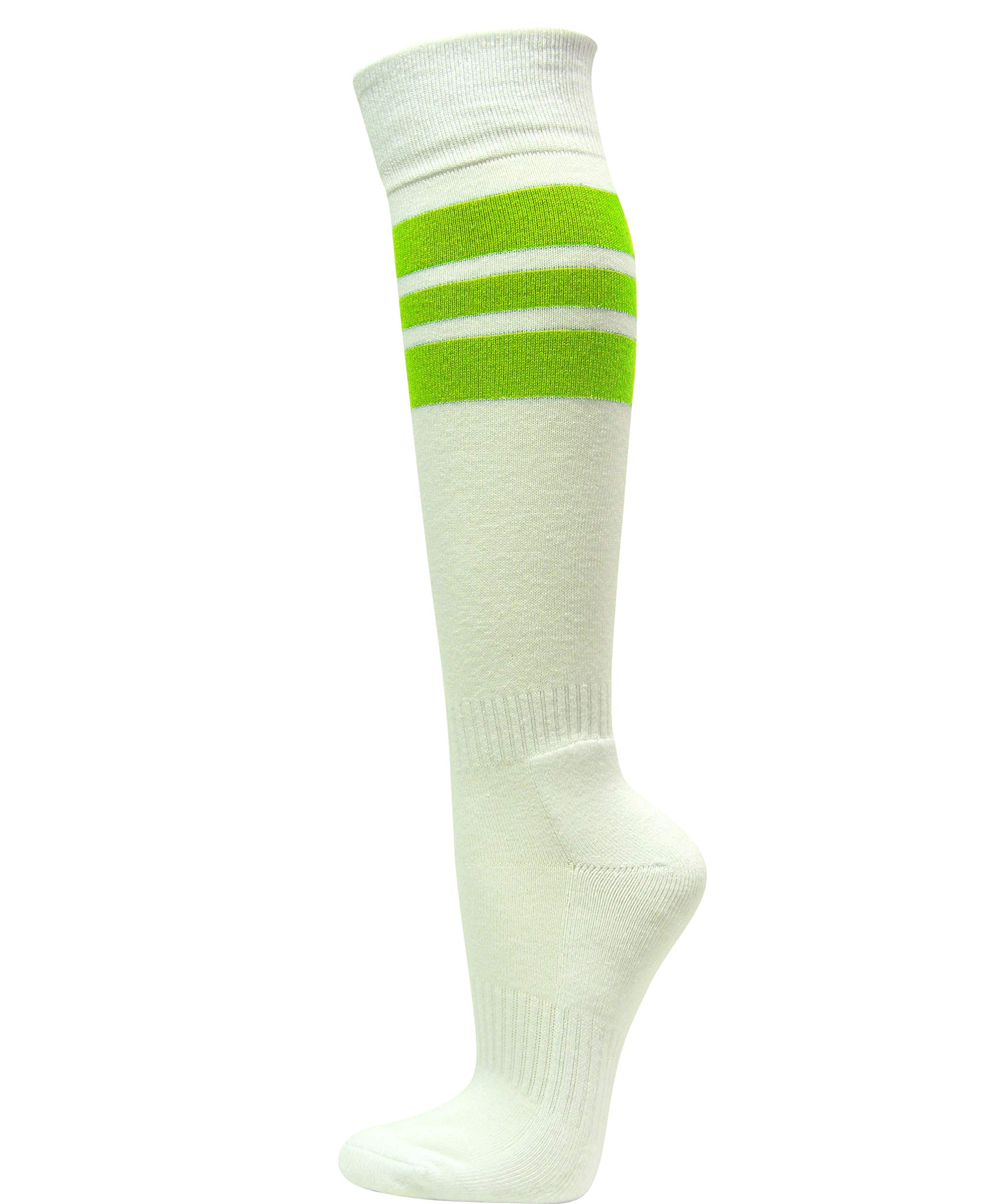 COUVER Striped White Knee High Sports Socks for Softball, Running & Athletic Performance - Comfortable & Breathable for Active Lifestyles
