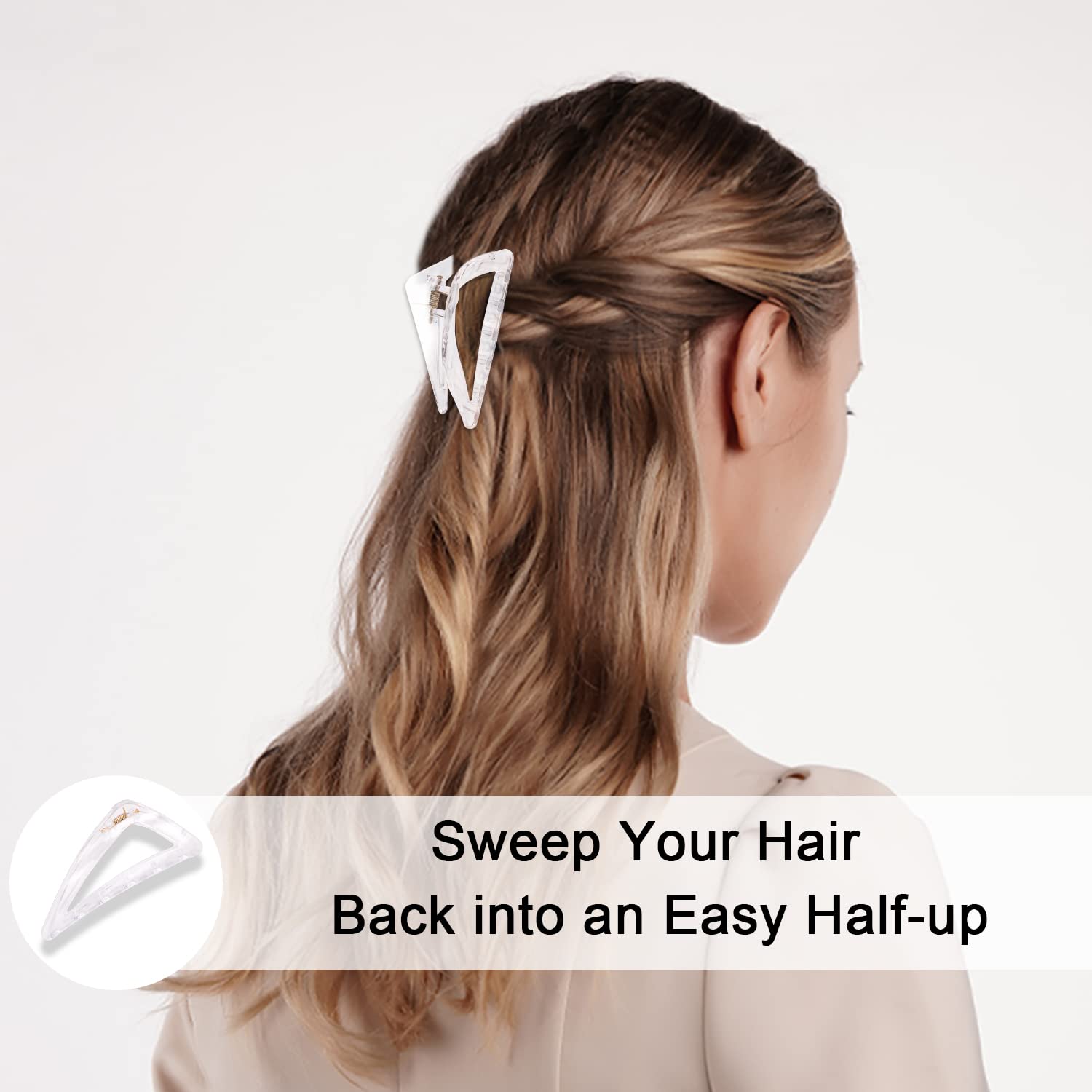 Strong Hold Matte Triangle Jaw Clips for Women & Girls - Medium Size Non-Slip French Hair Clips with Gift Box (Black & Clear) | Perfect for Work, School, Parties & Everyday Hairstyles