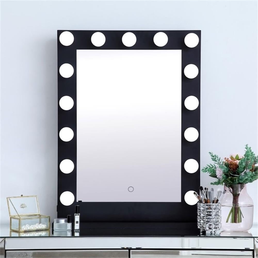Brenda 32x24 Inch Black LED Vanity Mirror with Plug-in - Elegant Bathroom Decor for Makeup & Grooming | Perfect for Dressing Tables & Bedrooms