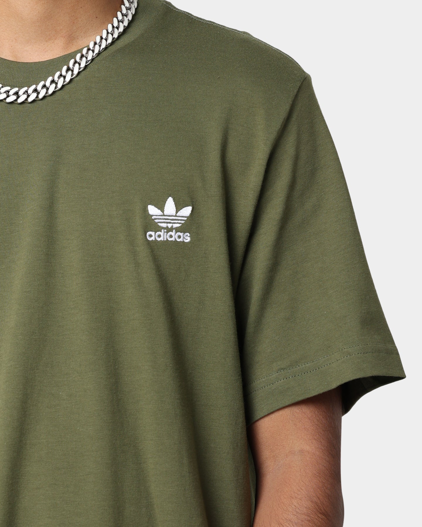 Adidas Essential T-Shirt for Men - Soft Cotton Comfort Fit Olive Green Tee - Perfect for Gym, Running & Casual Wear