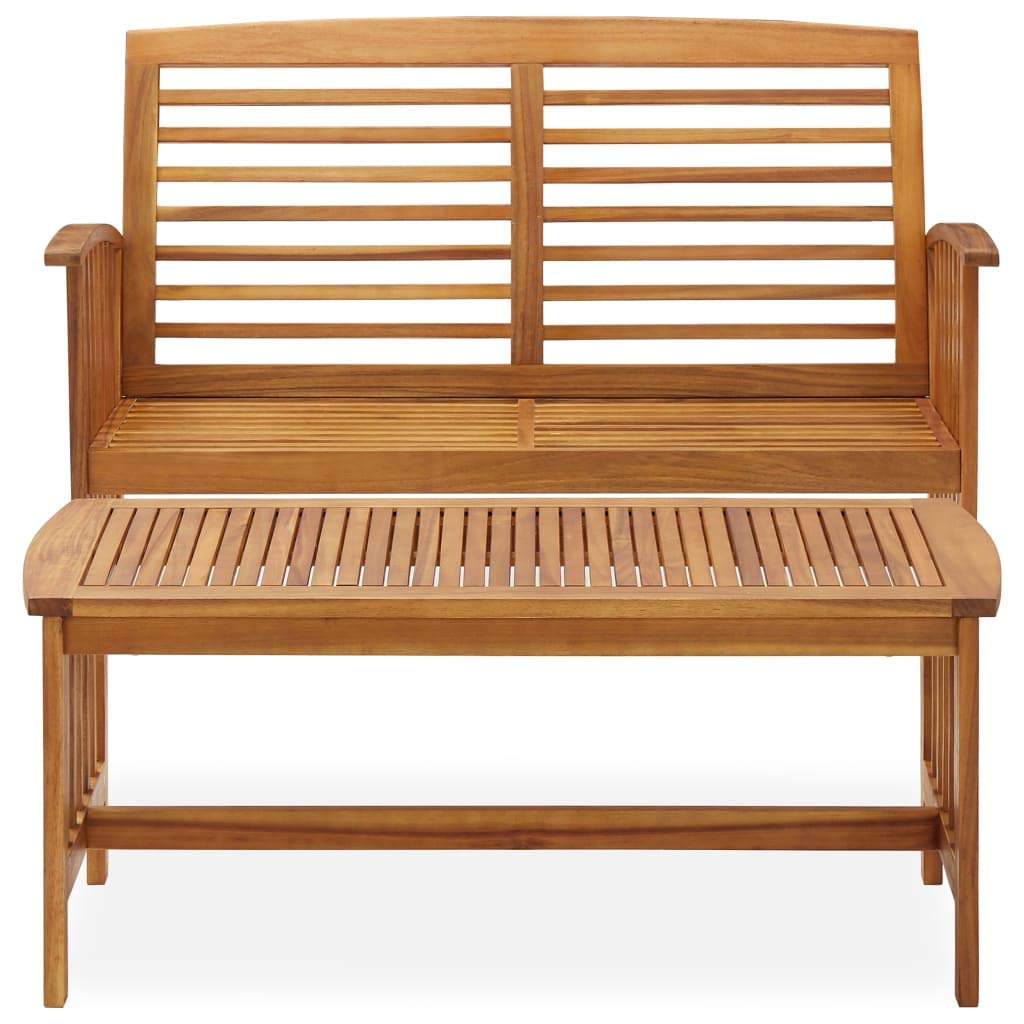 Premium 2-Piece Patio Lounge Set - Solid Acacia Wood Outdoor Furniture with Bench & Coffee Table - Vintage Brown Garden Set for Backyard, Poolside & Patio Relaxation