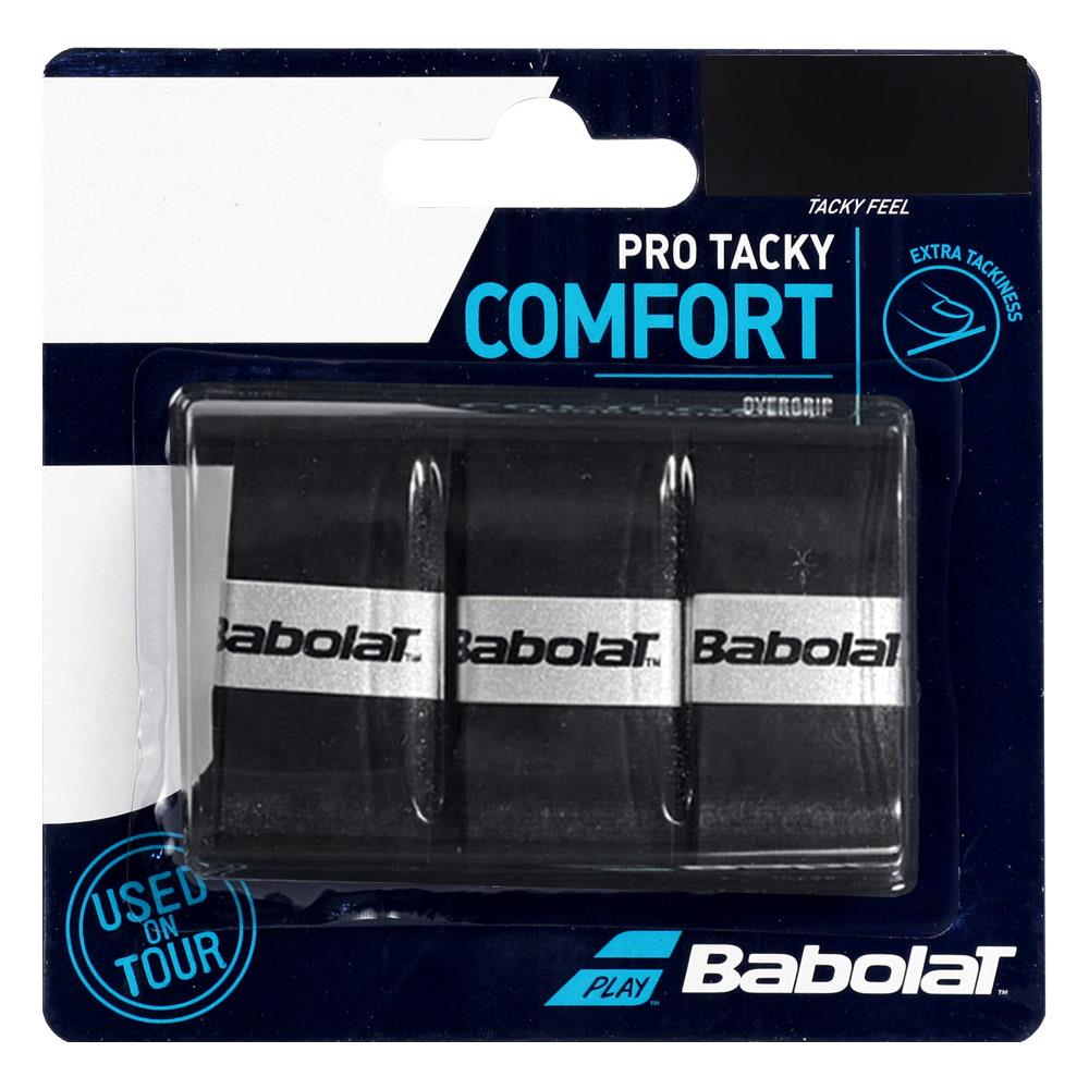 Babolat Pro Tacky Overgrip - 3 Pack, Black | Tennis Racquet Grip for Enhanced Control & Sweat Absorption | Perfect for Competitive Matches & Training Sessions