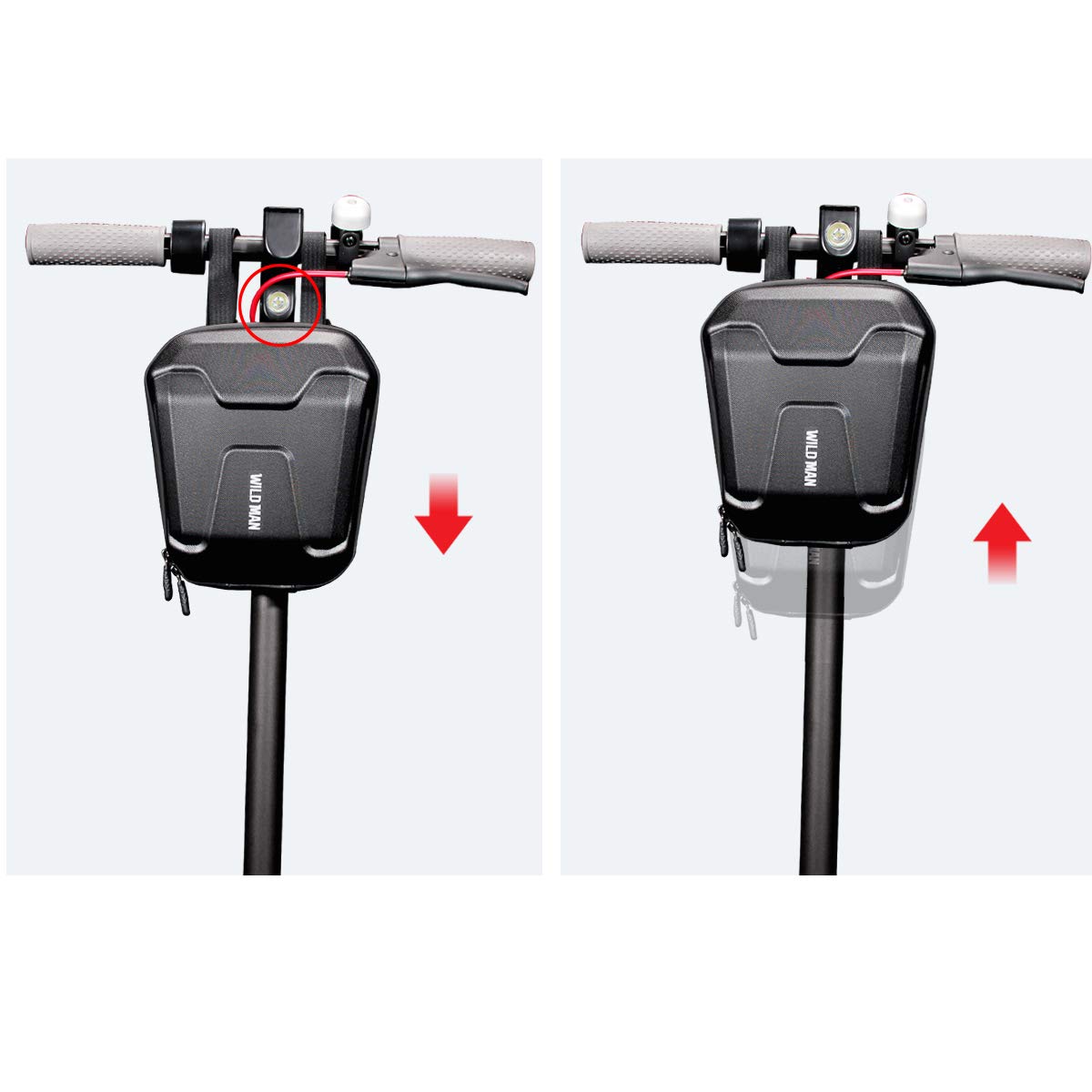 MOZOWO Waterproof Scooter Handlebar Bag - 2.5L Hard Shell Front Storage for Electric/Kick Scooters & Folding Bikes - Perfect for Chargers, Repair Tools & Accessories - Ideal for Commuting, Shopping & Outdoor Adventures