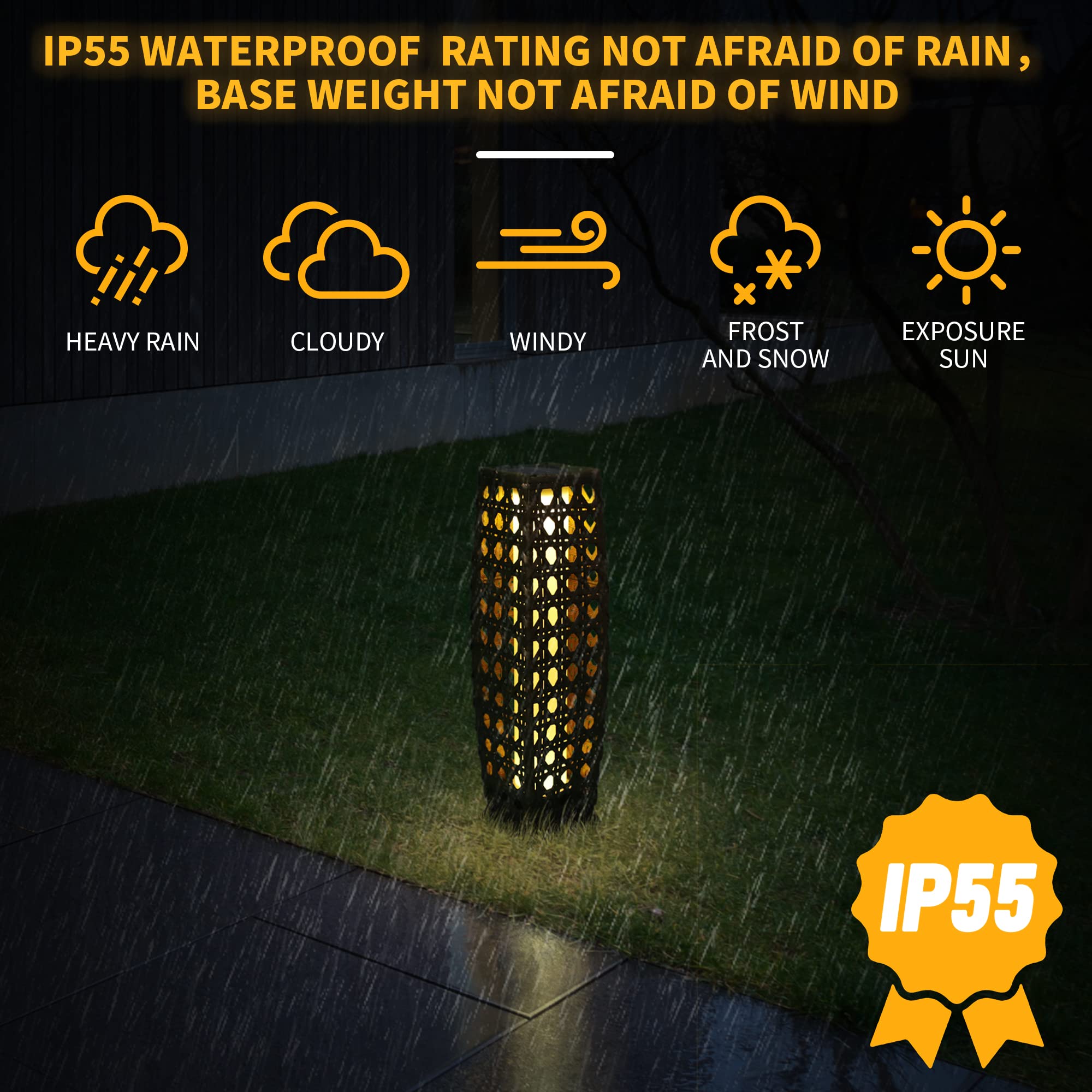 Solar Powered Outdoor Floor Lamp - Waterproof Weather-Resistant Rattan Design for Porch, Garden & Patio - Solar Lantern with Resin Wicker Shade - Perfect for Backyard, Deck, Pathway & Landscape Lighting