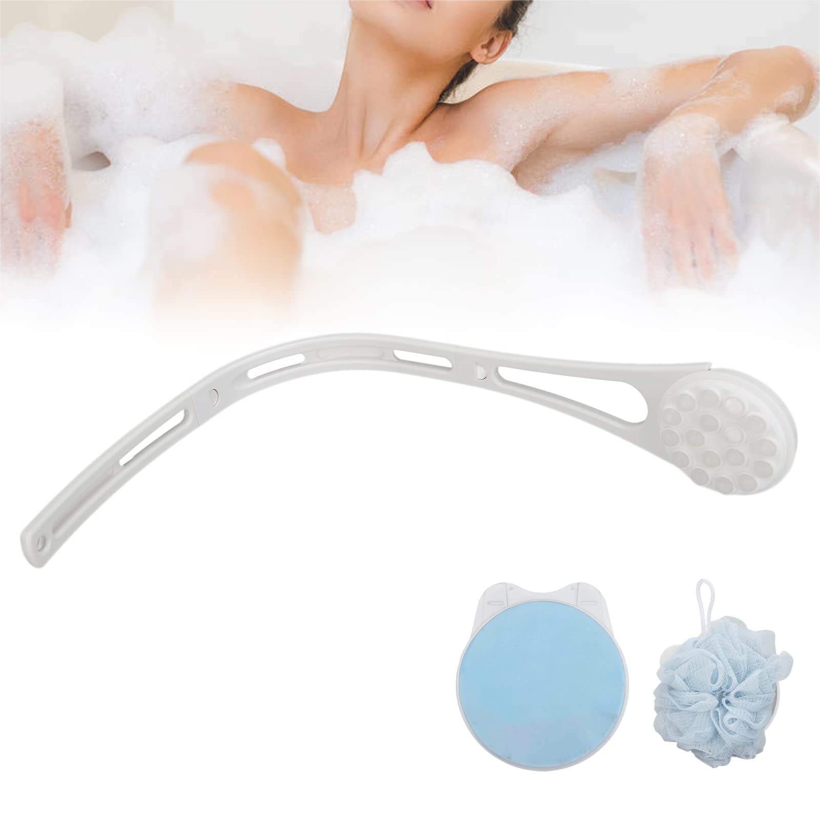 3-in-1 Back Bath Brush with Long Handle - Exfoliating & Cleansing Shower Brush for Adults & Kids - Perfect for Hard-to-Reach Areas & Spa-Like Experience at Home