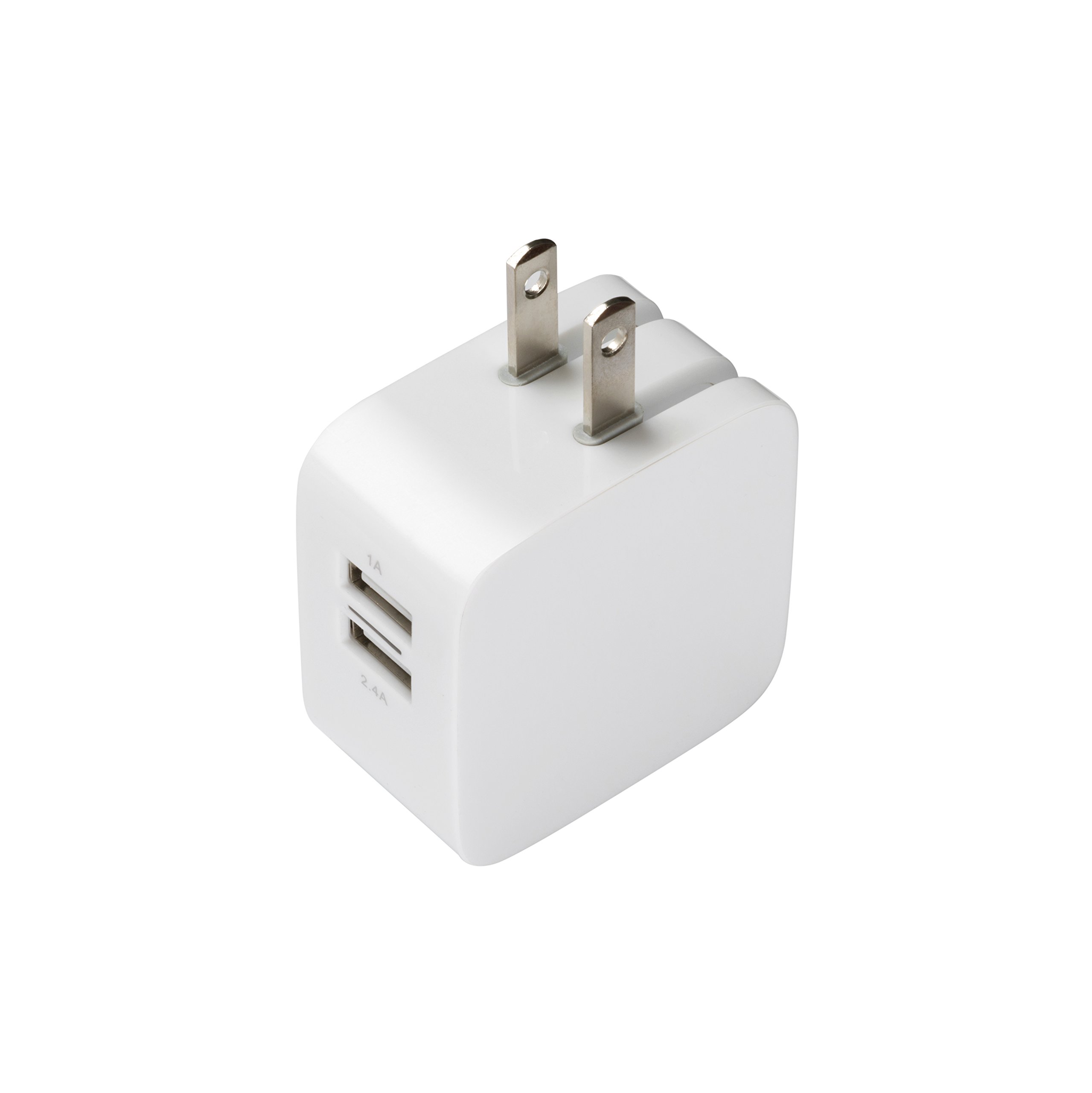 iStore Power Cube Duo+ 2 USB Port Charger with Foldable Prongs, 2.4A Fast Charging, Compact Wall Outlet Extender - Perfect for Travel, Office & Home Use (White, Model APA725CAI)