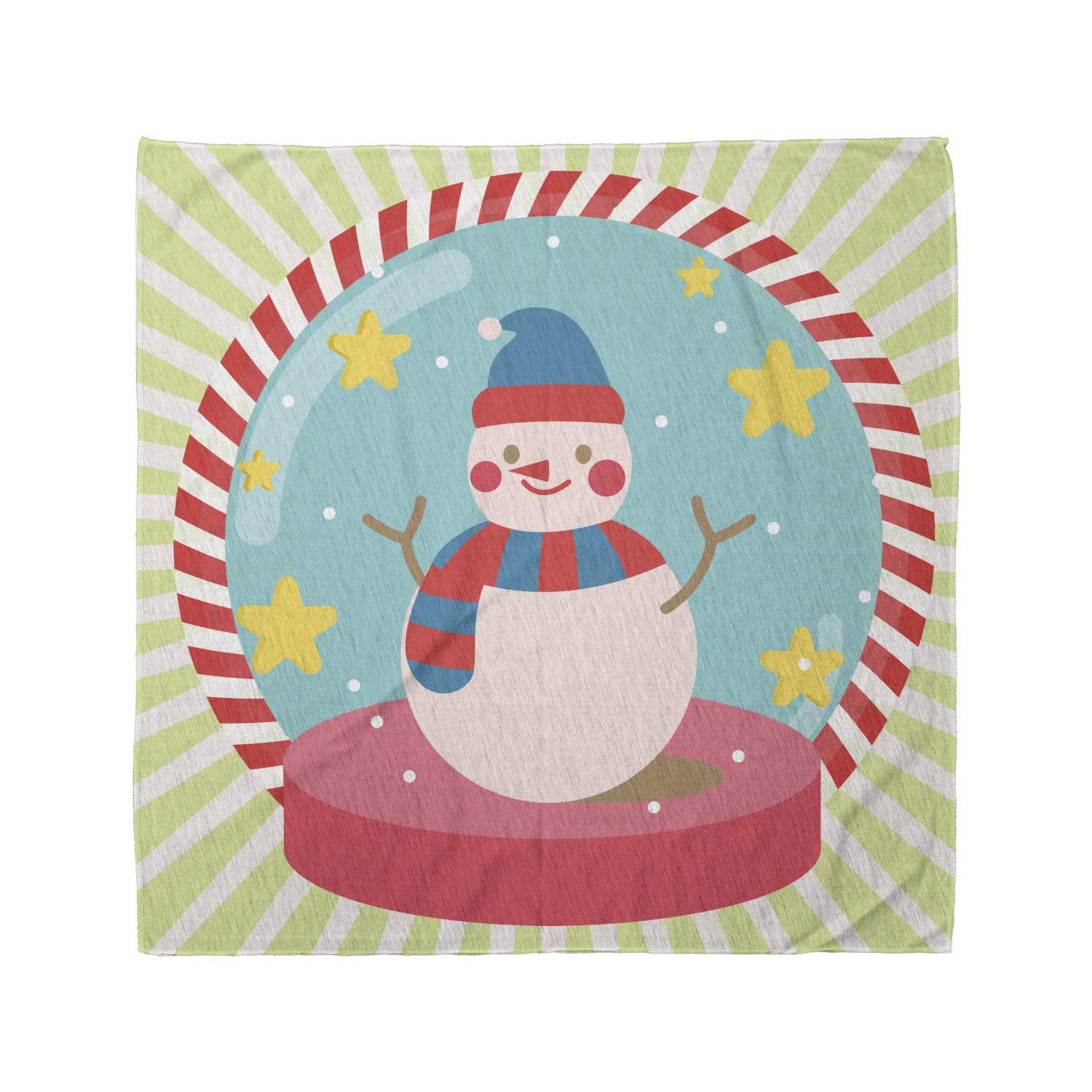 Ambesonne Christmas Bandana - Happy New Year Snowman Print Unisex Head & Neck Scarf for Holiday Parties & Winter Festivities