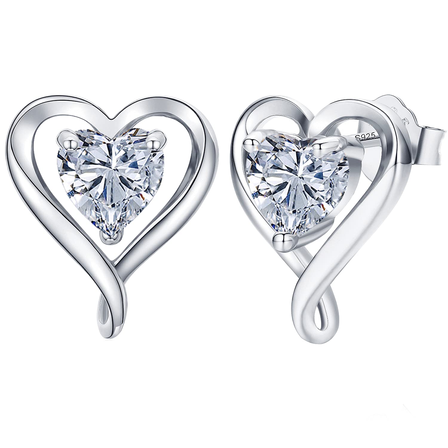 LAVUMO Heart Stud Earrings for Women - Hypoallergenic 14K Gold Plated, Sterling Silver & Rose Gold Cubic Zirconia Jewelry Set - Perfect Gift for Birthday, Anniversary, Valentine's Day | Elegant Everyday Wear & Special Occasion Accessories