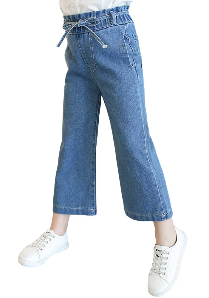 Girls' Bell Bottom Jeans - High Waisted Wide Leg Denim Pants with Adjustable Drawstring | Trendy 70s Vintage Style for Teens & Women | Perfect for Casual Wear, Parties & Retro Fashion Outfits