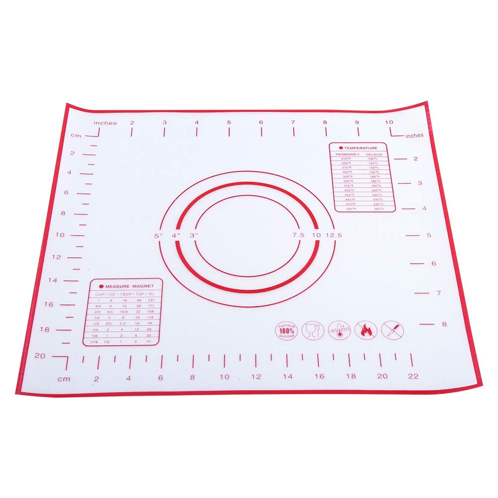 Non-Stick Silicone Fiberglass Baking Mat with Measurements - 26 x 29cm Red Rolling Dough Pad for Pastry, Cookies & Bread | Perfect for Baking, Cooking & Kitchen Counter Protection