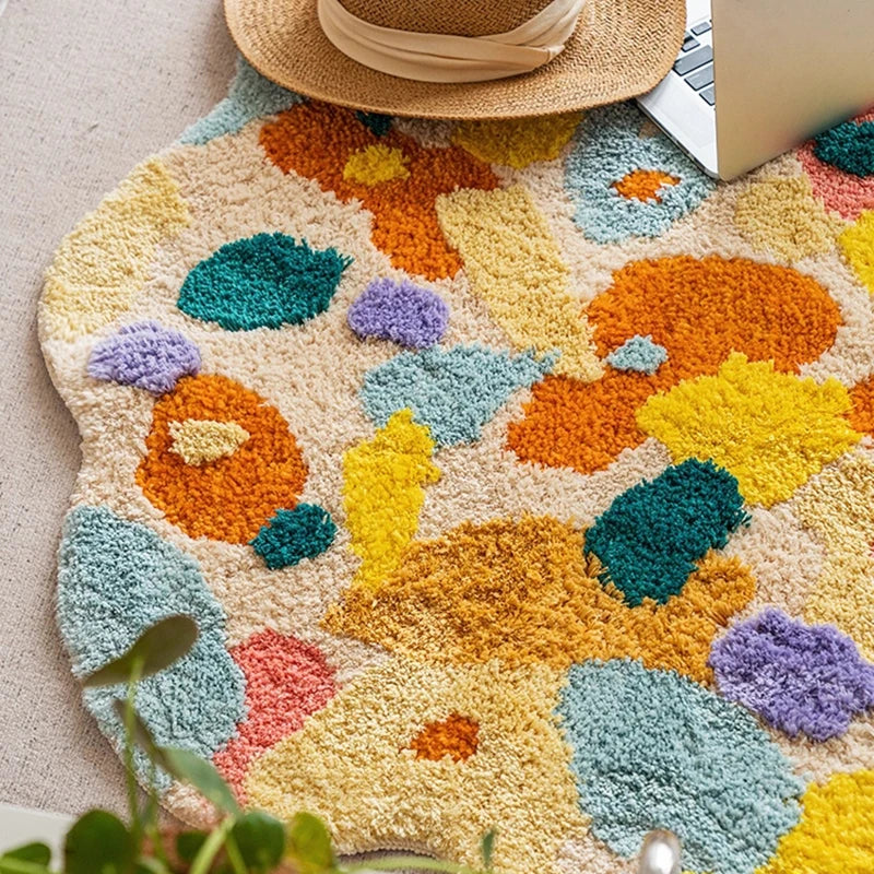 Acid Forest Irregular Area Rug - Modern Abstract Non-Slip Living Room Carpet for Boho Home Decor | Perfect for Bedroom, Dorm & Office
