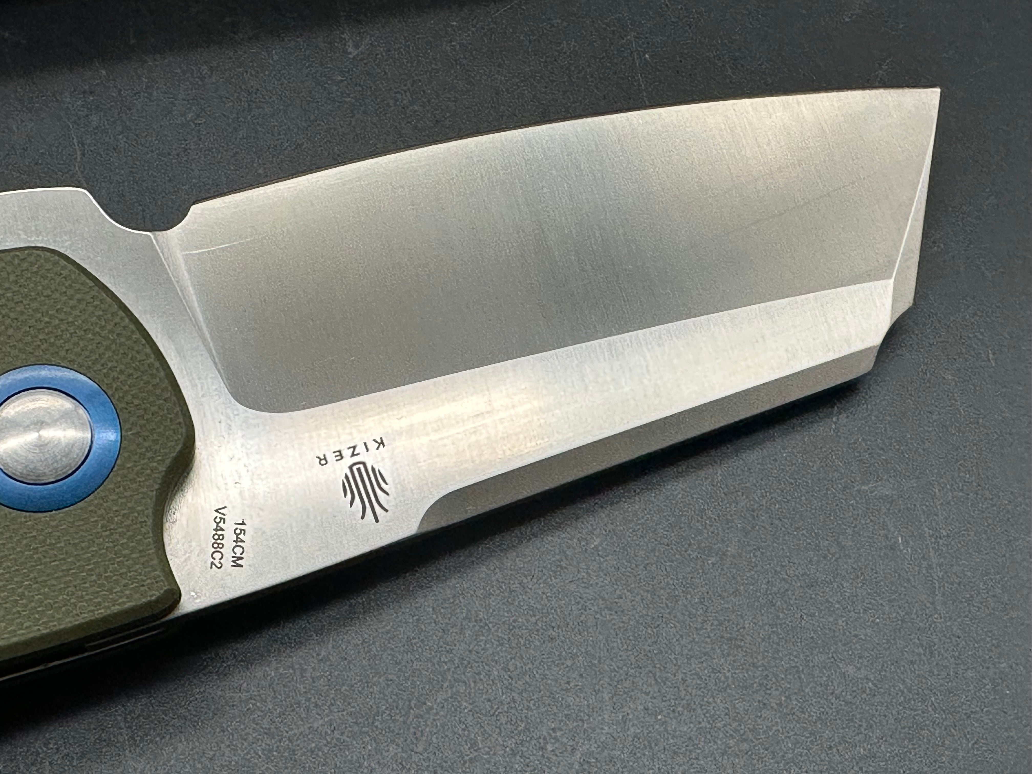 KIZER C01C XL Sheepdog Flipper Knife - OD Green G10 Handle, 154CM Blade - EDC, Outdoor Camping & Tactical Use