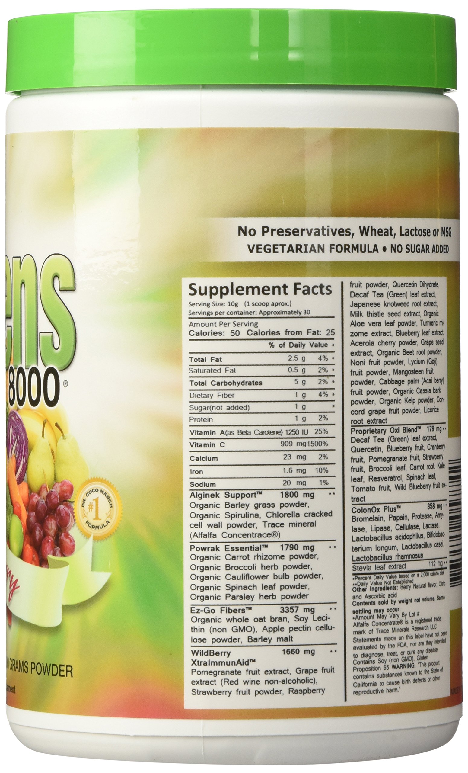 Greens World Delicious Greens 8000 Berry Superfood Powder - 10.6 oz (300g) Antioxidant Supplement for Energy & Immunity Boost | Smoothies, Juices, Yogurt Mix