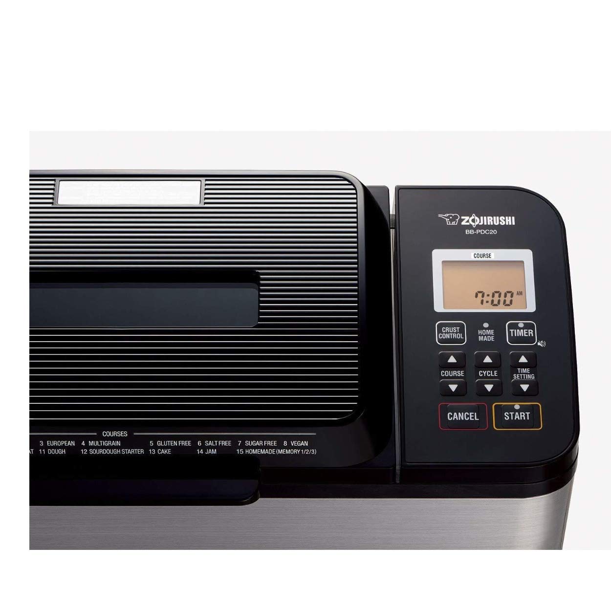 ZOJI BB-PDC20BA 2-Pound Stainless Steel Bread Maker Machine - Automatic Home Bakery Virtuoso Plus for Fresh Bread, Gluten-Free & Artisan Loaves - Perfect for Breakfast, Sandwiches & Family Dinners