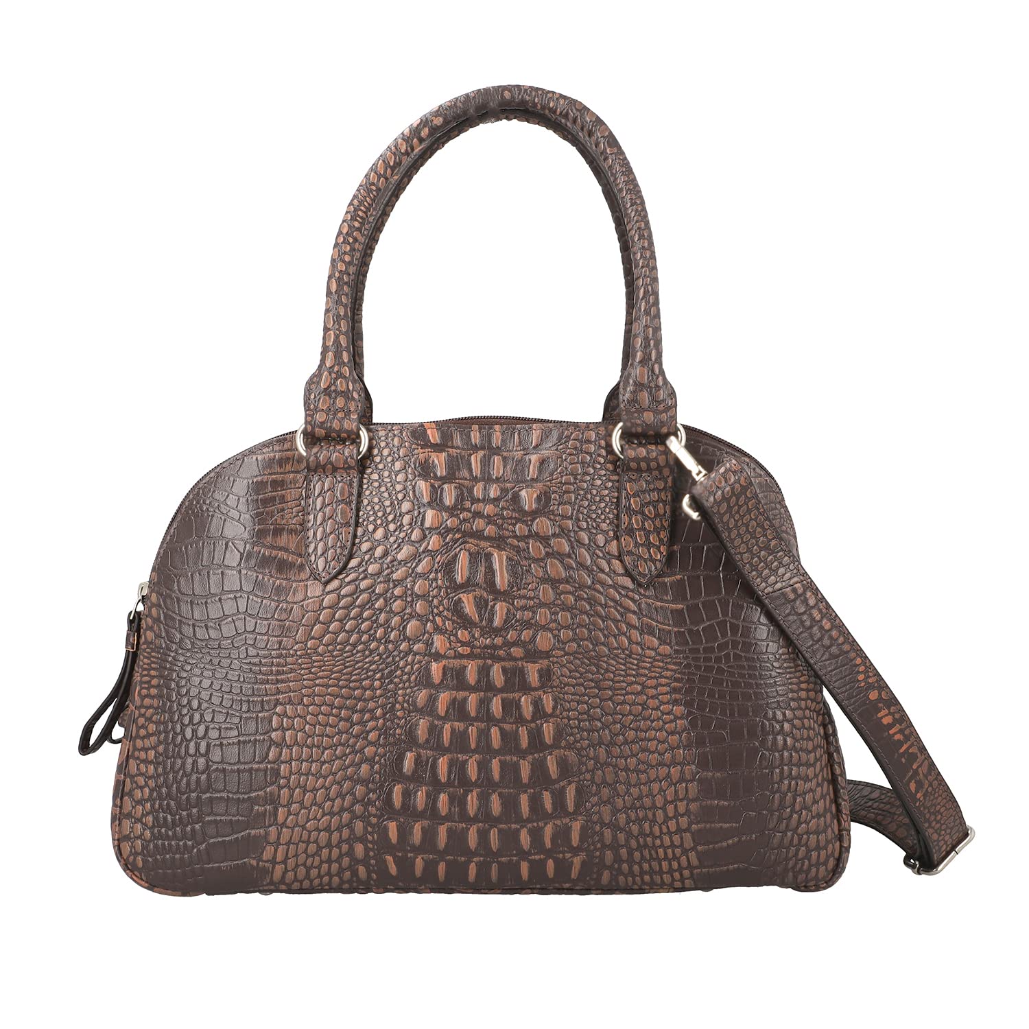Genuine Leather Crocodile Embossed Shoulder Bag for Women - Stylish Handbag Purse for Work, Travel & Everyday Use