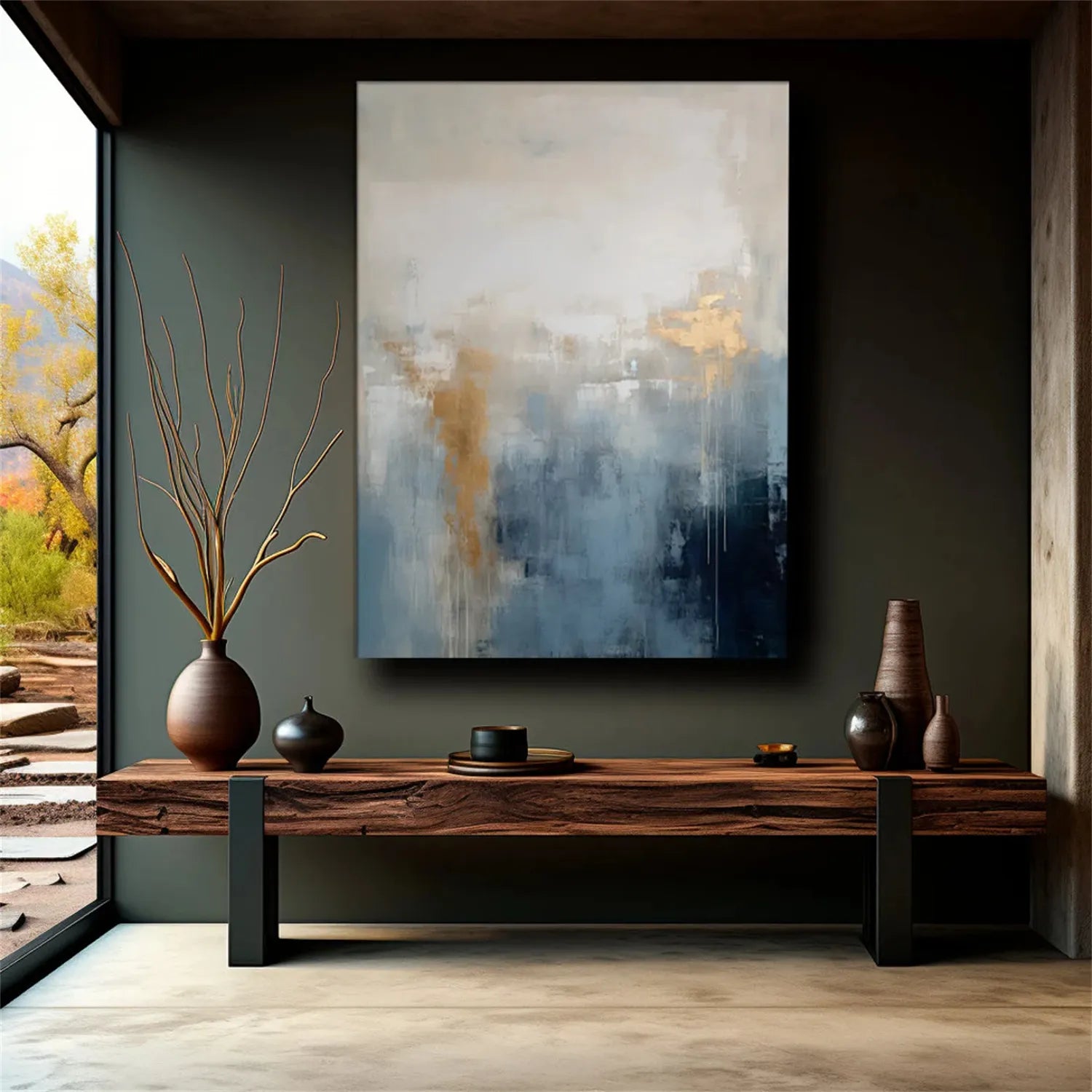 Custom Size Abstract Painting #AB 159 - Handmade Modern Wall Art for Living Room, Bedroom & Office Decor