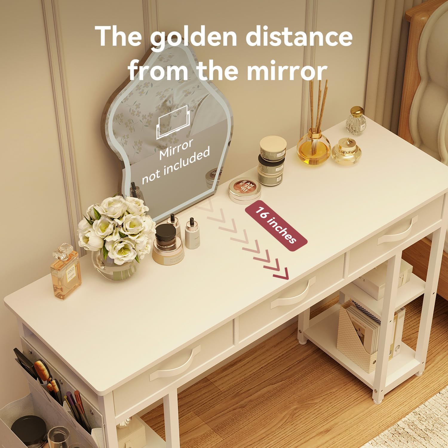 Oneinmil White Vanity Desk - 48