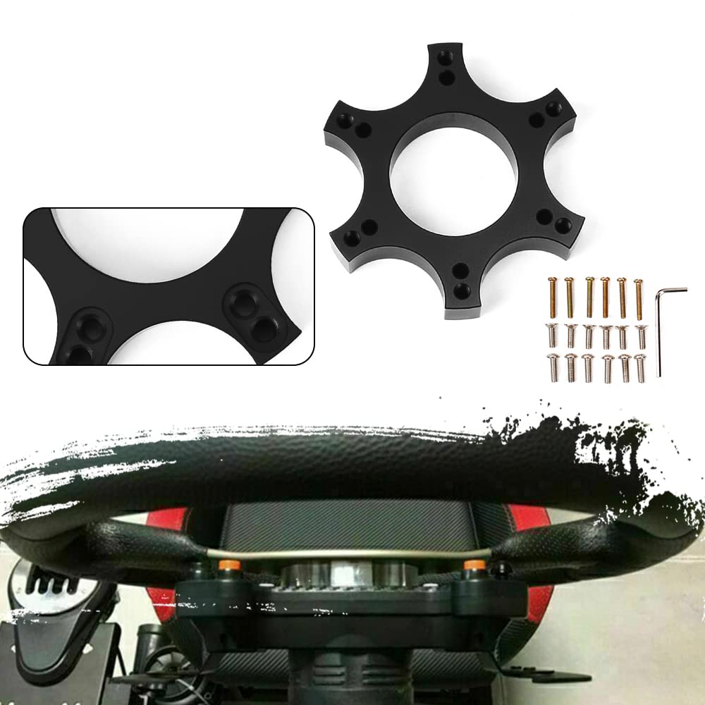 RASTP 70mm Aluminum Steering Wheel Adapter Plate - Compatible with Thrustmaster T300RS & 13-14 Inch Wheels (Black) | Perfect for Racing Simulator Setups & DIY Steering Wheel Upgrades