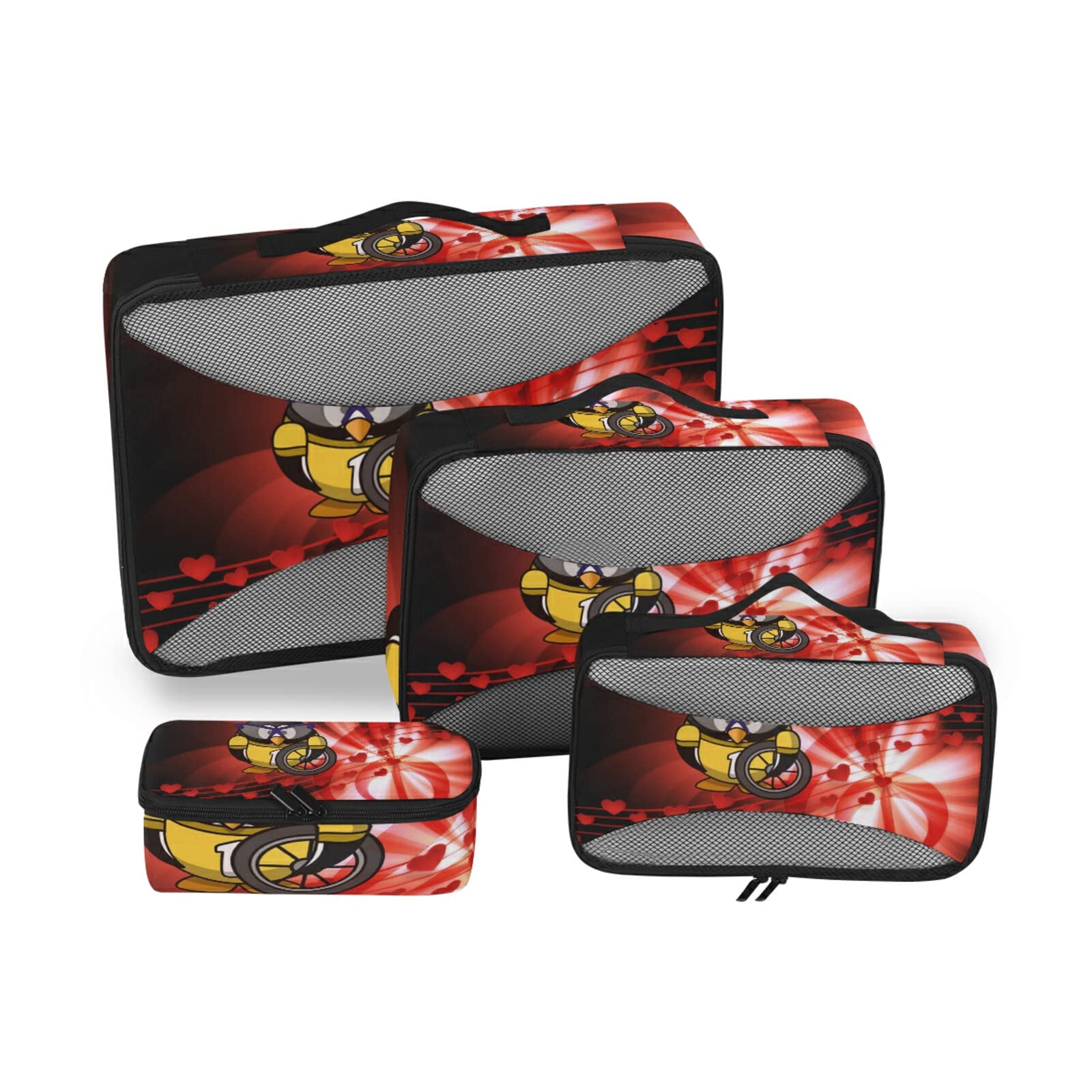 **Premium Penguin Music Luggage Packing Cubes Set - 4 Sizes for Travel, Laundry & Toiletry Organization - Compact Storage Pouches for Kids & Women - Perfect for Vacations, Business Trips & Weekend Getaways**
