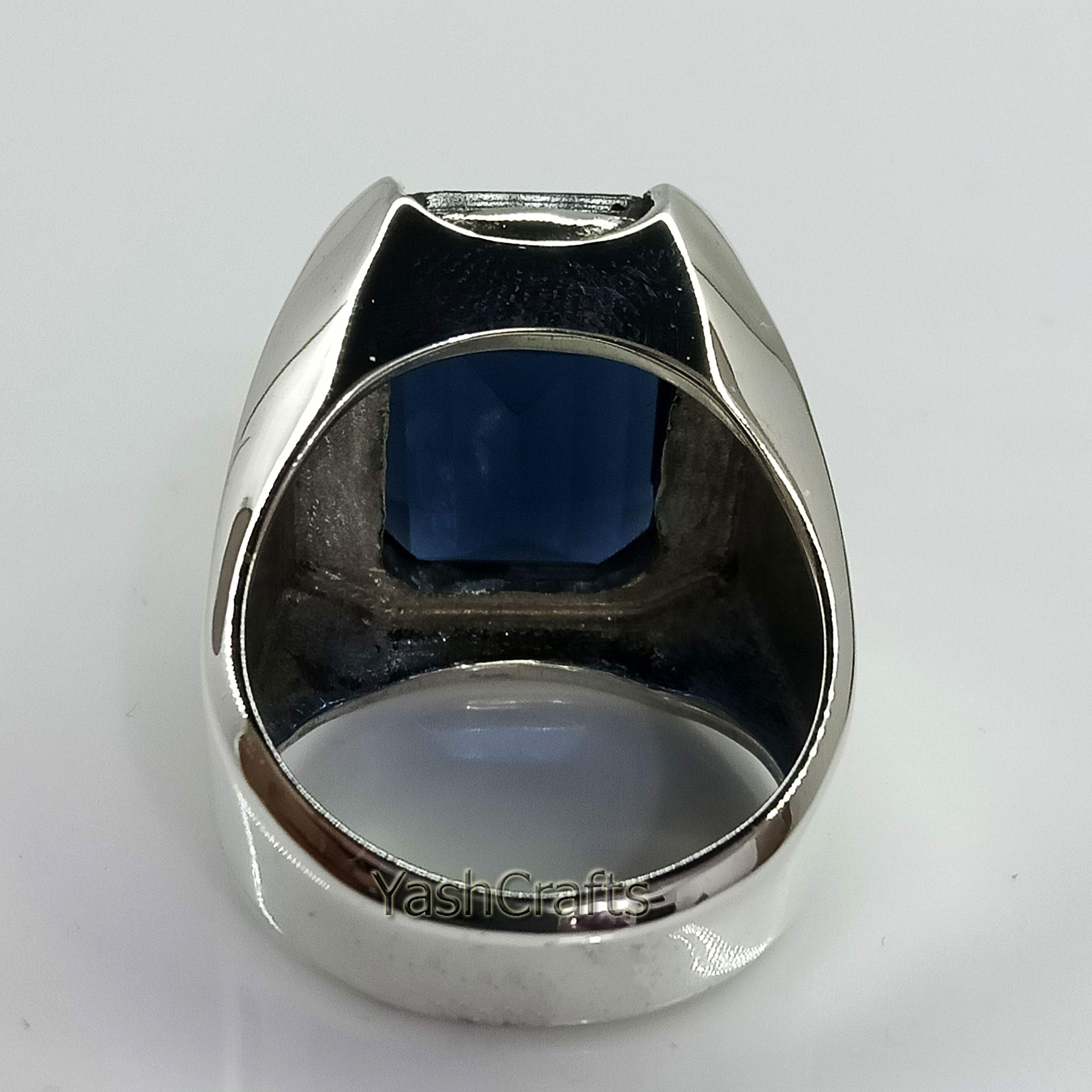 Hydro Blue Sapphire Ring for Men - 925 Sterling Silver Statement Ring | Engagement, Wedding & Anniversary Ring | Hydro Gemstone Jewelry Gift for Him - Perfect for Christmas, Proposals & Special Occasions