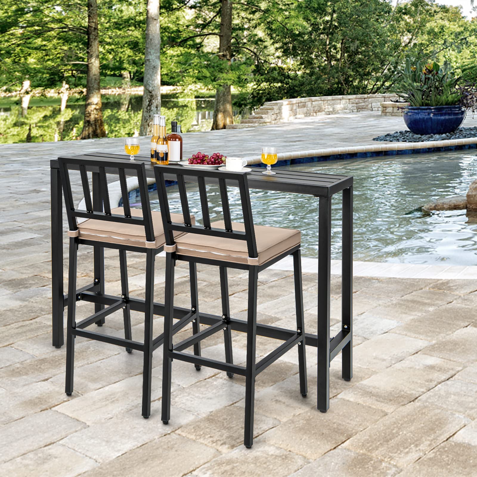 COSTWAY 3-Piece Outdoor Patio Bar Set - 55