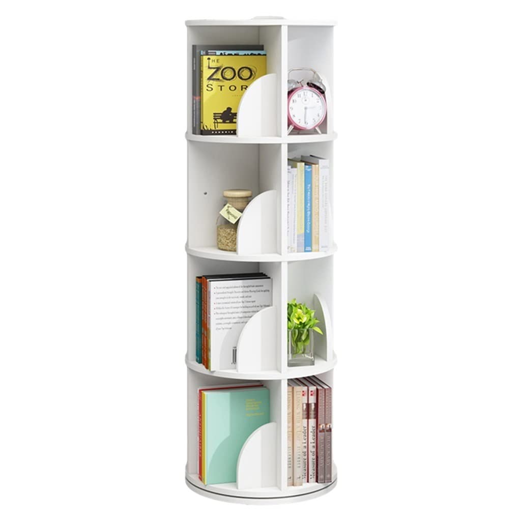 Rotating Wood Plastic Board Bookshelf - White Kids Bookcase with Open Design, 39 x 128cm Floor Standing Shelf for Children's Books - Perfect for Nursery, Playroom, Living Room & Study Organization