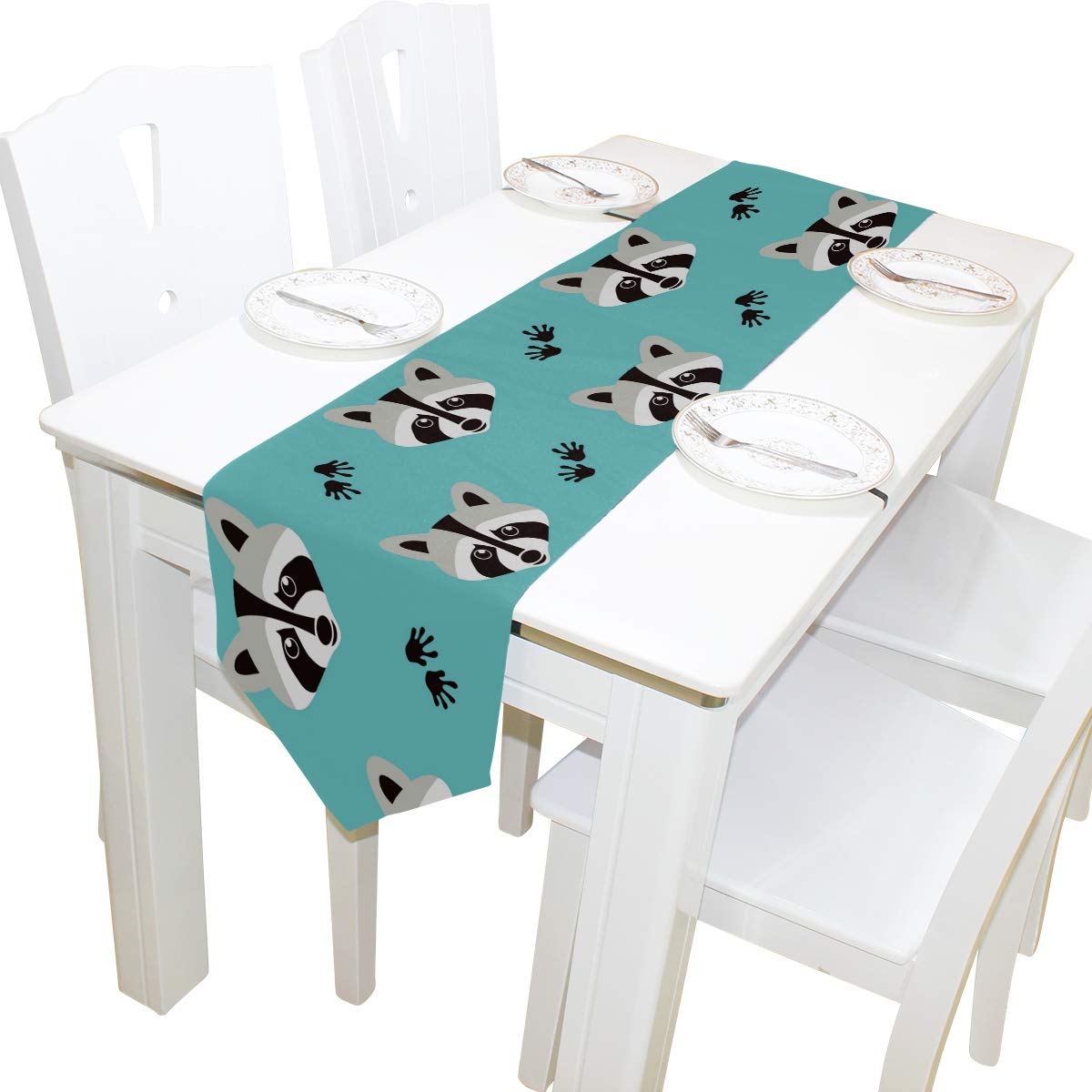MOYYO Cute Raccoon Table Runner 13x70 Inch - Polyester Tablecloth for Coffee & Dining Tables - Perfect for Wedding, Birthday, Engagement Parties & Home Decor - Ideal for Living Room, Banquet & Holiday Decorations