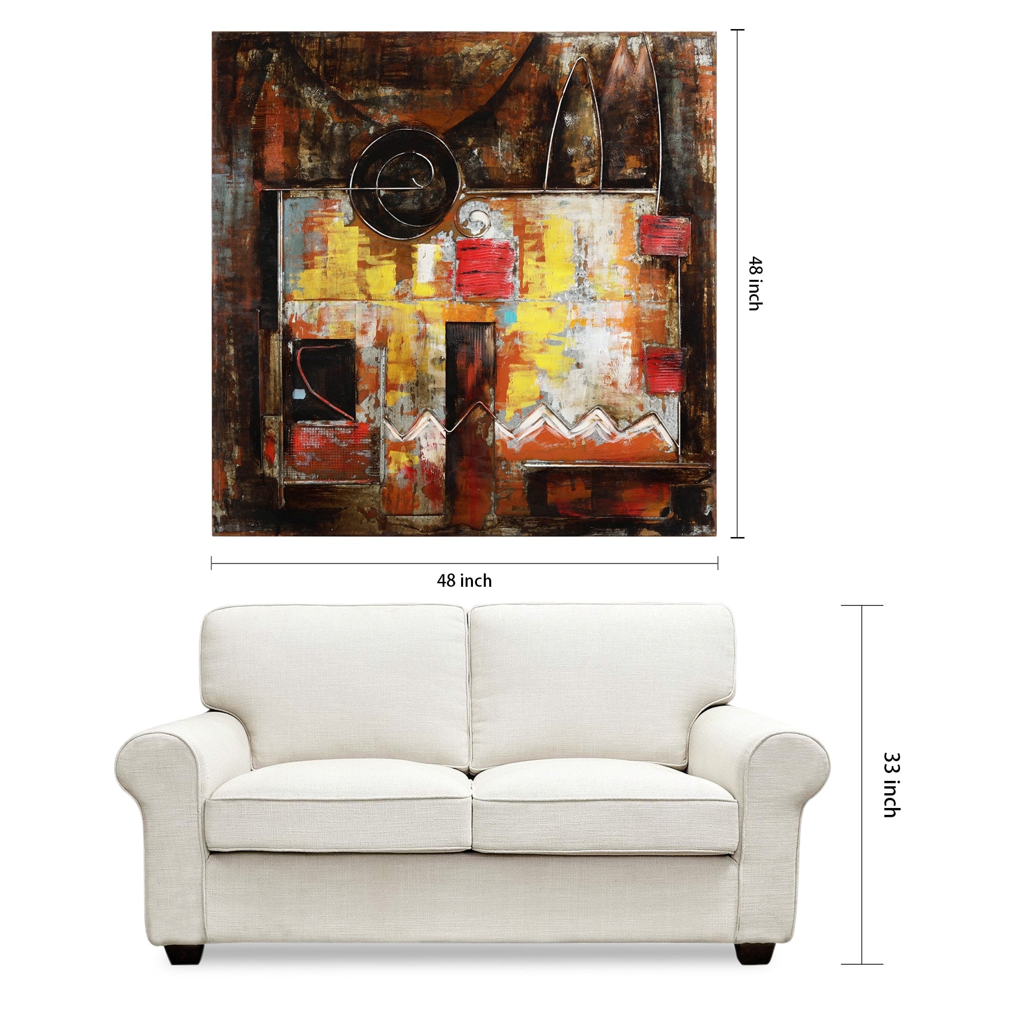 Abstract Mixed Media Iron Hand-Painted 3D Wall Art - Modern Home Decor for Living Room, Bedroom & Office