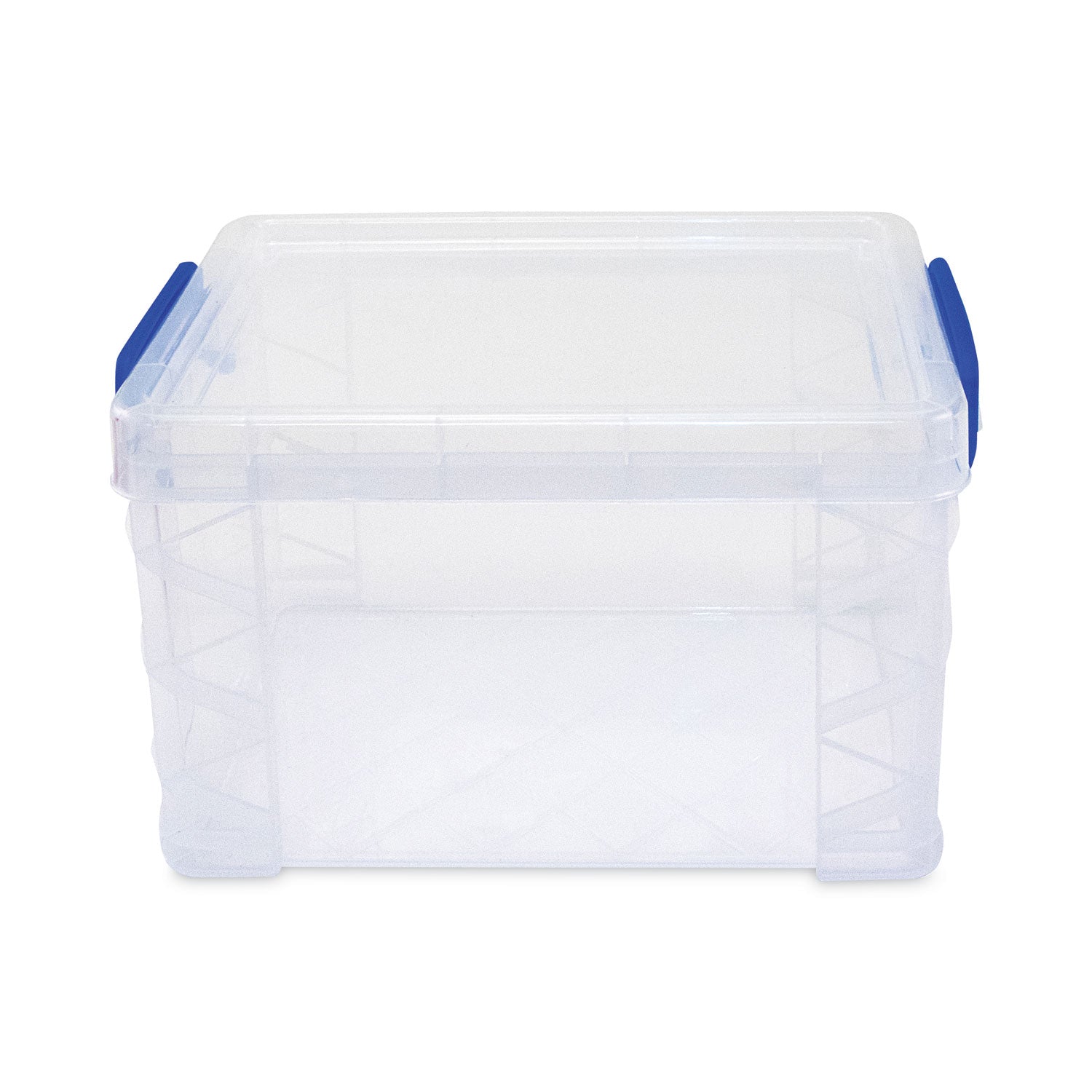Advantus Super Stacker Lift Off Lid Storage Tote - 7.25 x 10.88 x 6.38 Inches - Transparent Blue Plastic Organizer Bin for Home, Office & Craft Supplies - Perfect for Closet, Pantry & Toy Storage