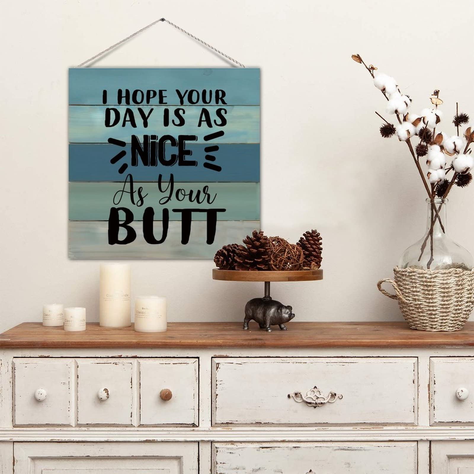 Farmhouse Bathroom Sign - Rustic Wood Plaque for Bath & Washroom Decor