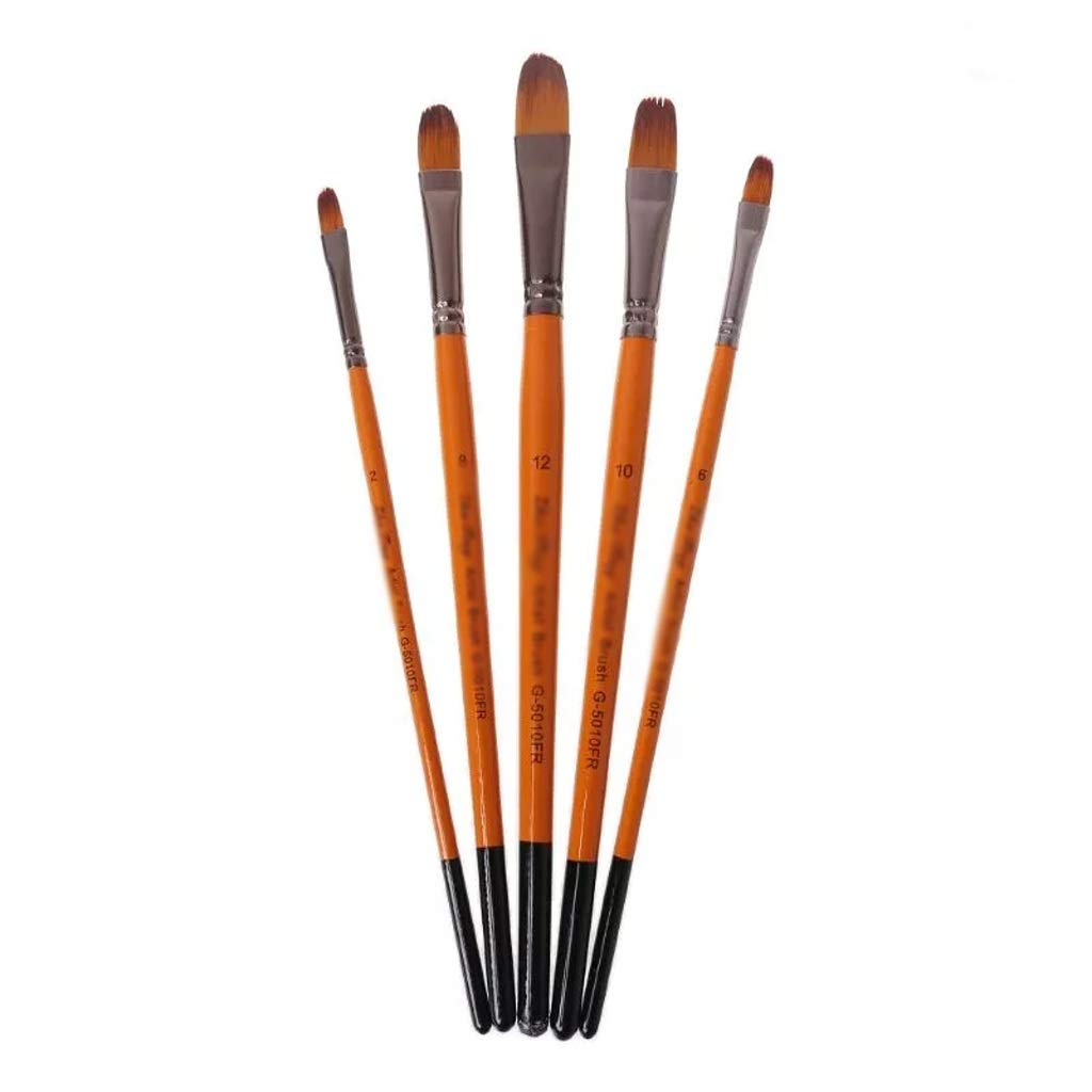 JAHH 5-Piece Filbert Paint Brush Set - Fine Nylon Hair Artist Brushes for Watercolor, Gouache, Acrylic & Oil Painting - Perfect for Canvas, Paper, Wood & DIY Art Projects