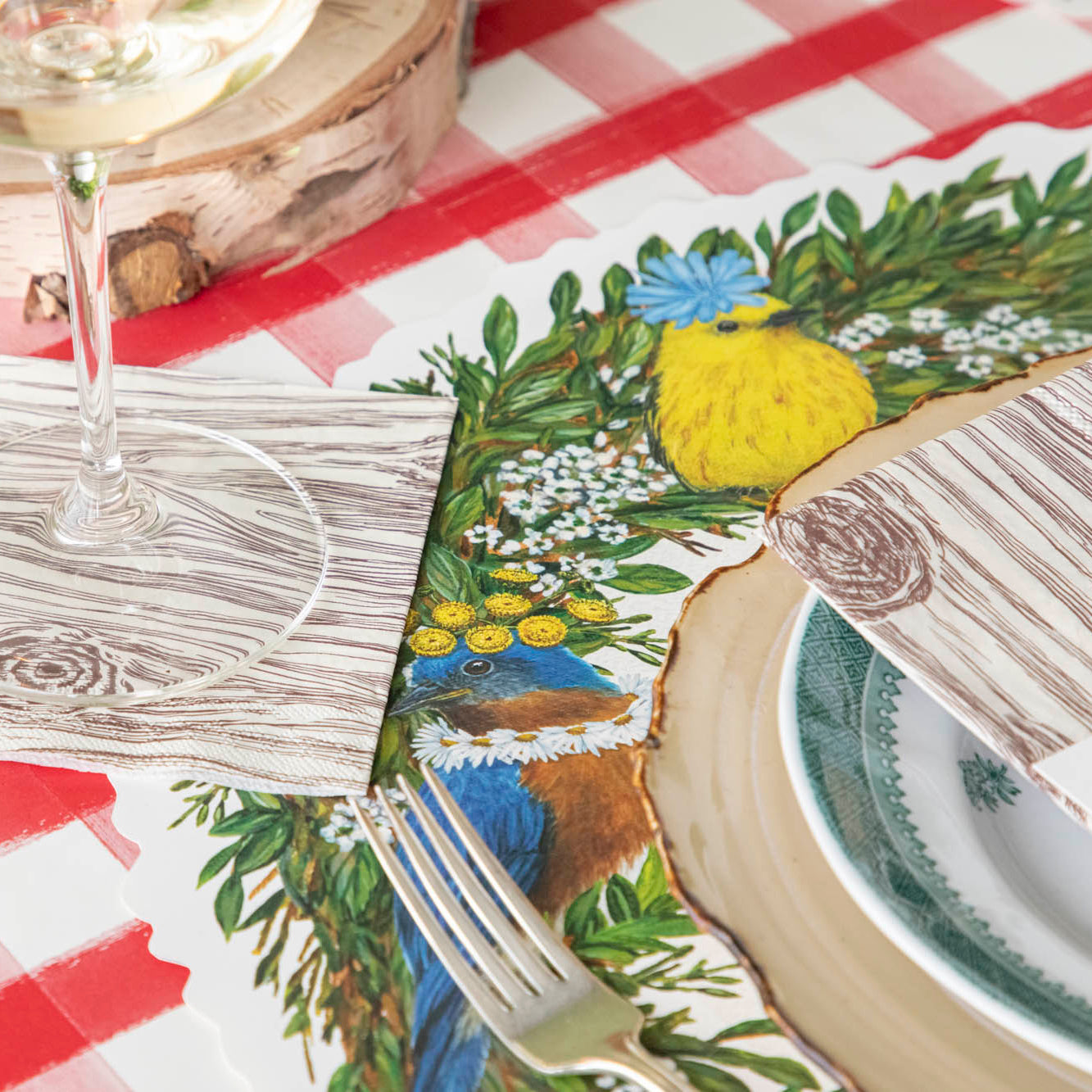 Songbird Wreath Placemat - Laser Cut Floral Table Decor for Spring & Summer Dining - Perfect for Easter, Mother's Day & Wedding Table Settings