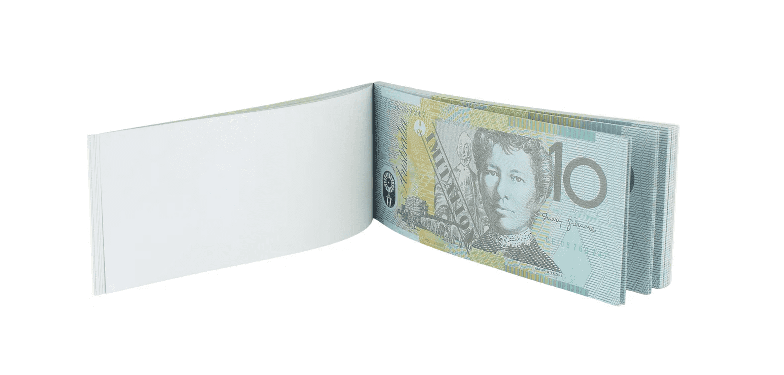 10 Dollar Australian Souvenir Notebook - Fake AUD Money Novelty Notepad - 1 Pack of 50 Sheets - Perfect for Prank Gifts, Themed Parties & Collectors